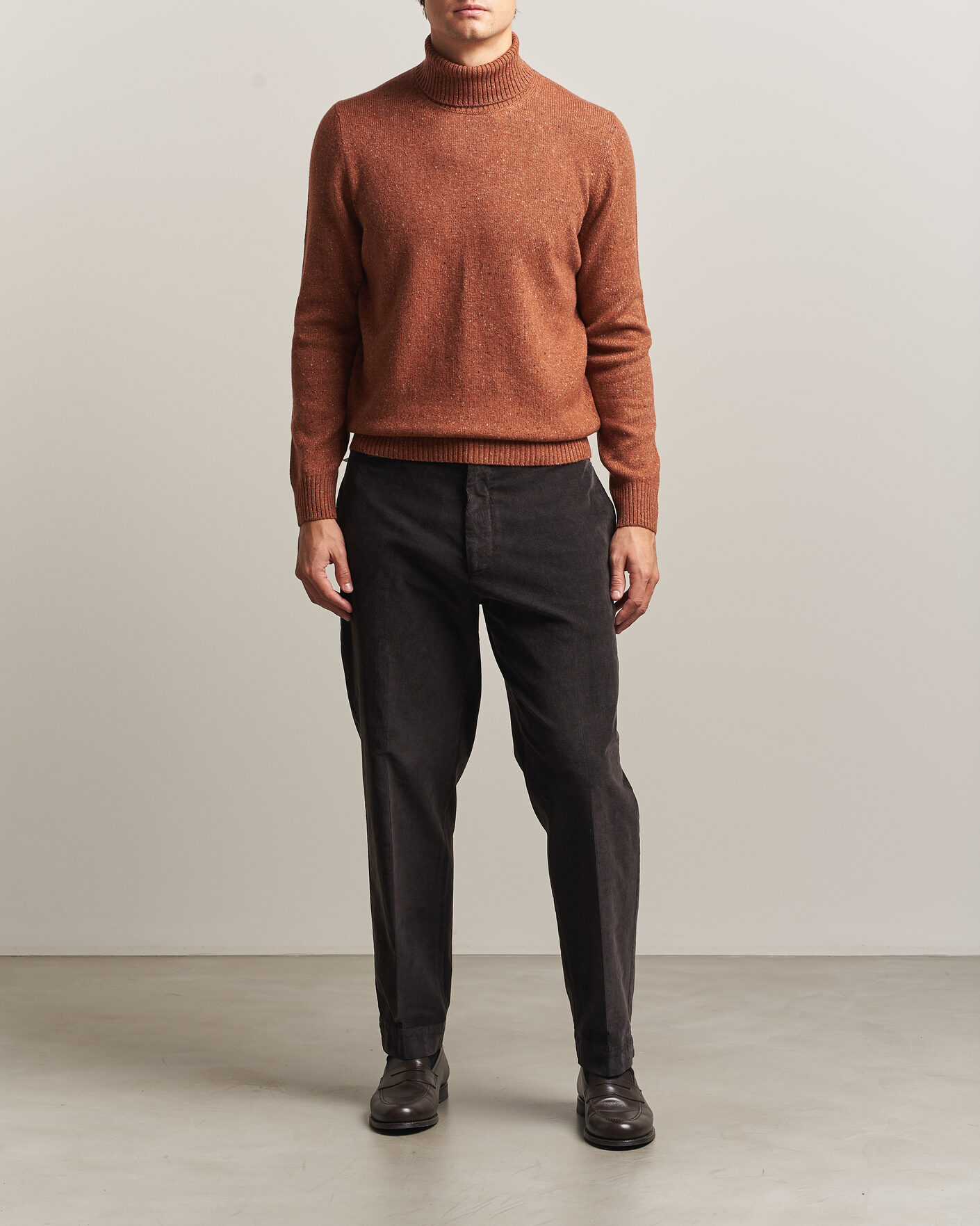 Mies | Puserot | Gran Sasso | Wool/Cashmere Donegal Rollneck Rust Orange
