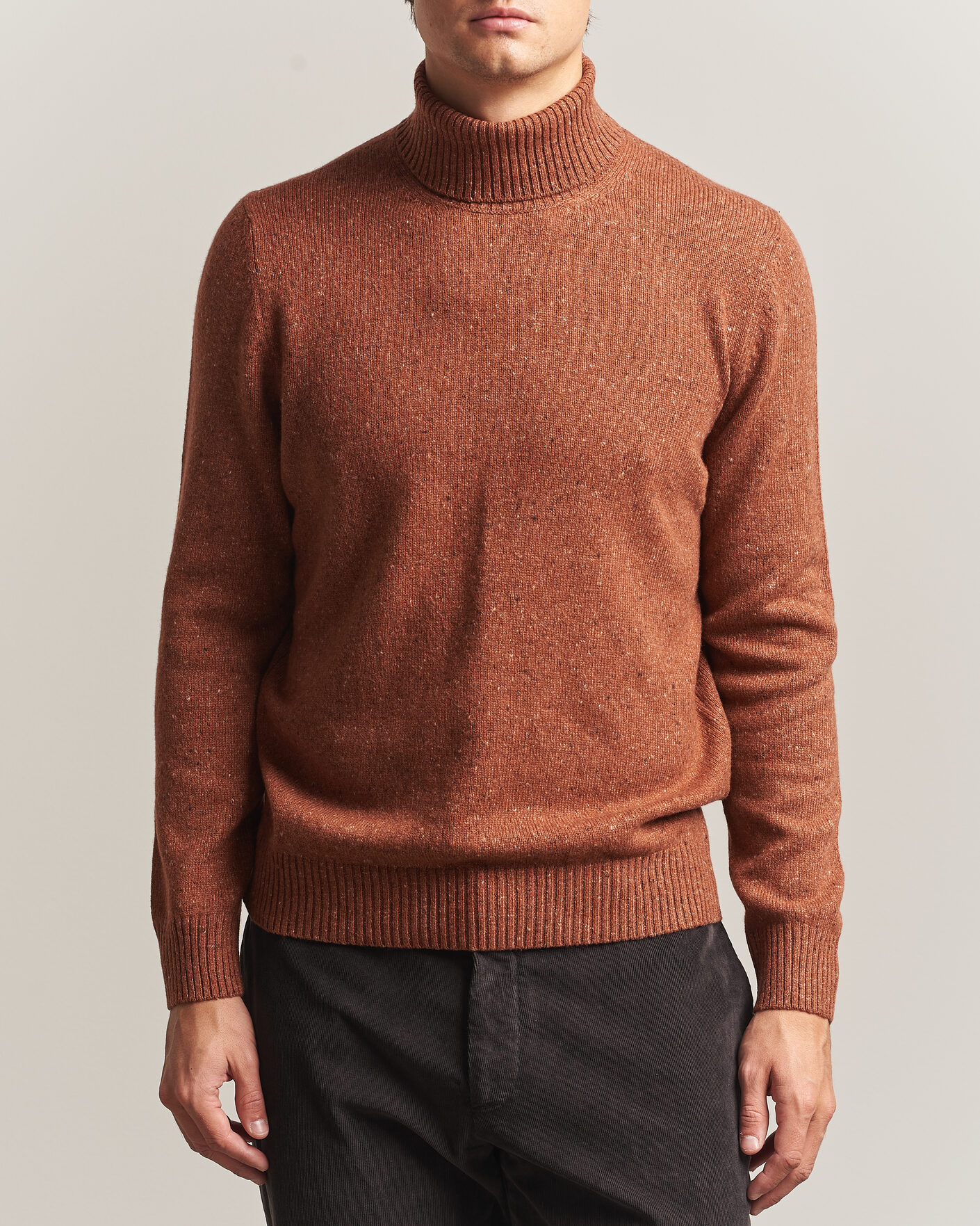Mies | Puserot | Gran Sasso | Wool/Cashmere Donegal Rollneck Rust Orange