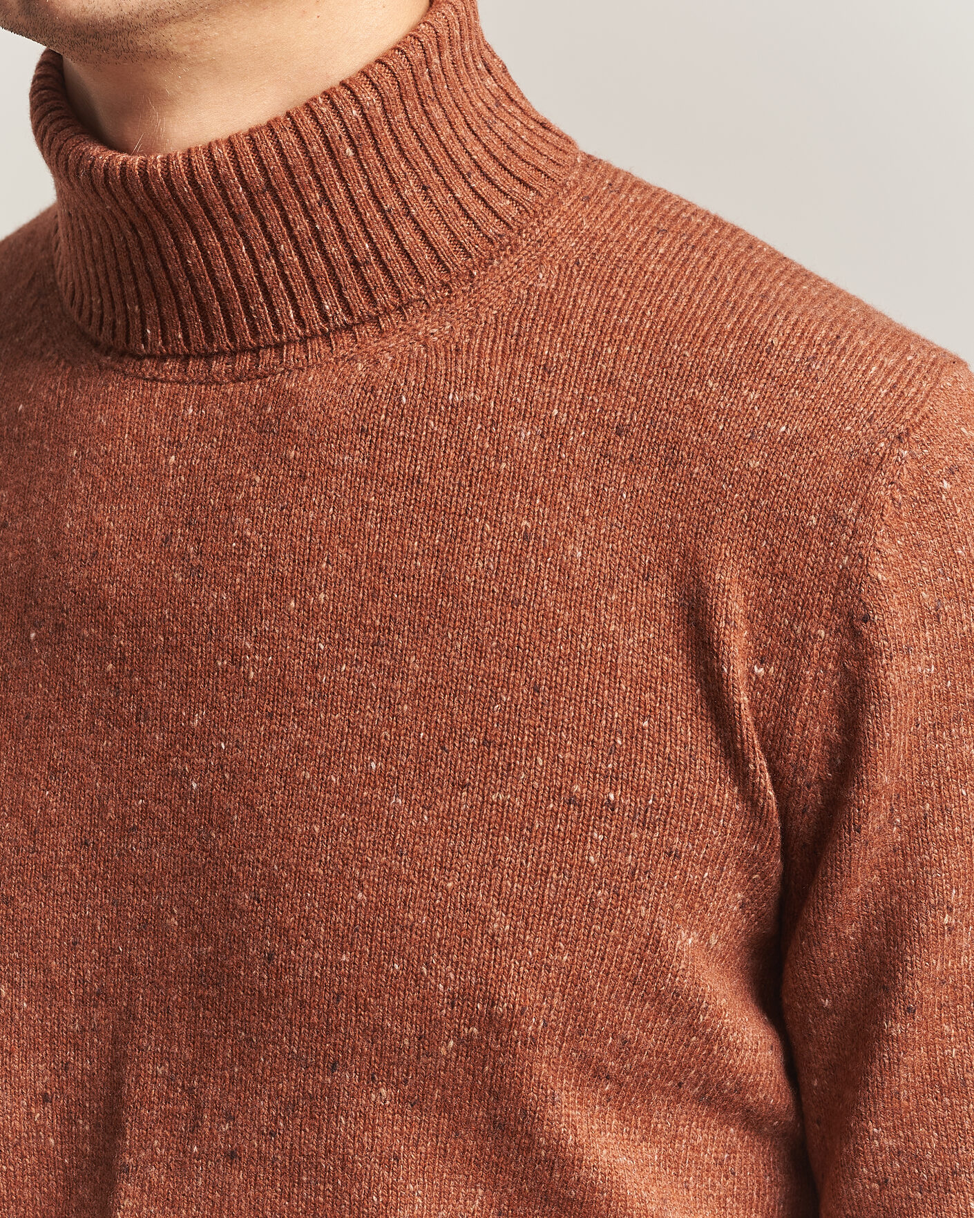 Mies | Puserot | Gran Sasso | Wool/Cashmere Donegal Rollneck Rust Orange