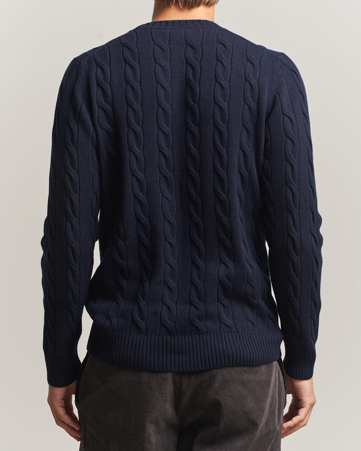 Mies | Puserot | Gran Sasso | Wool/Cashmere Cable Crew Neck Navy