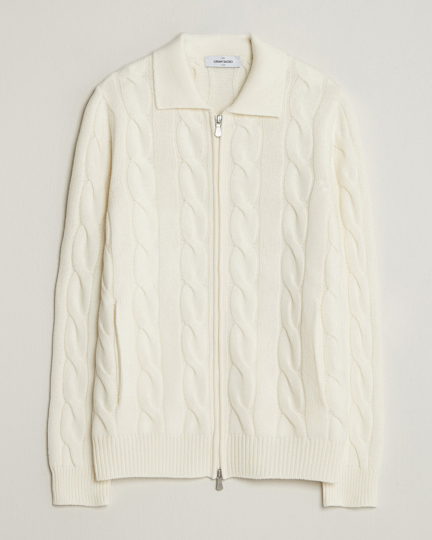 Mies | Puserot | Gran Sasso | Wool/Cashmere Cable Full Zip Cream