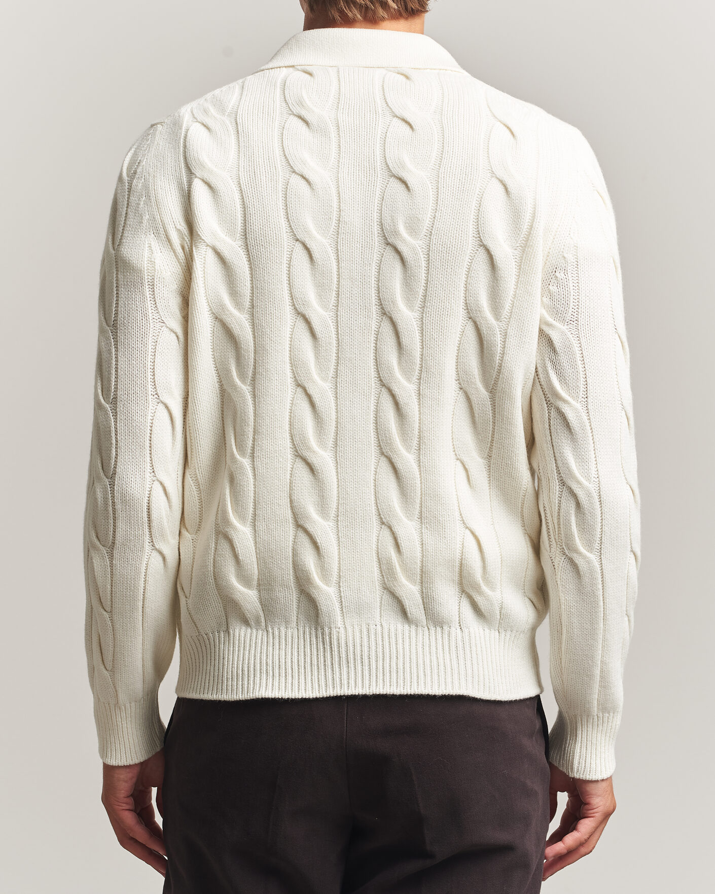 Mies | Puserot | Gran Sasso | Wool/Cashmere Cable Full Zip Cream