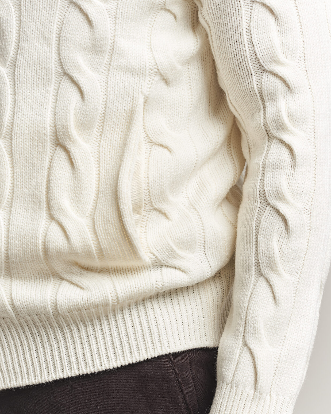 Mies | Puserot | Gran Sasso | Wool/Cashmere Cable Full Zip Cream