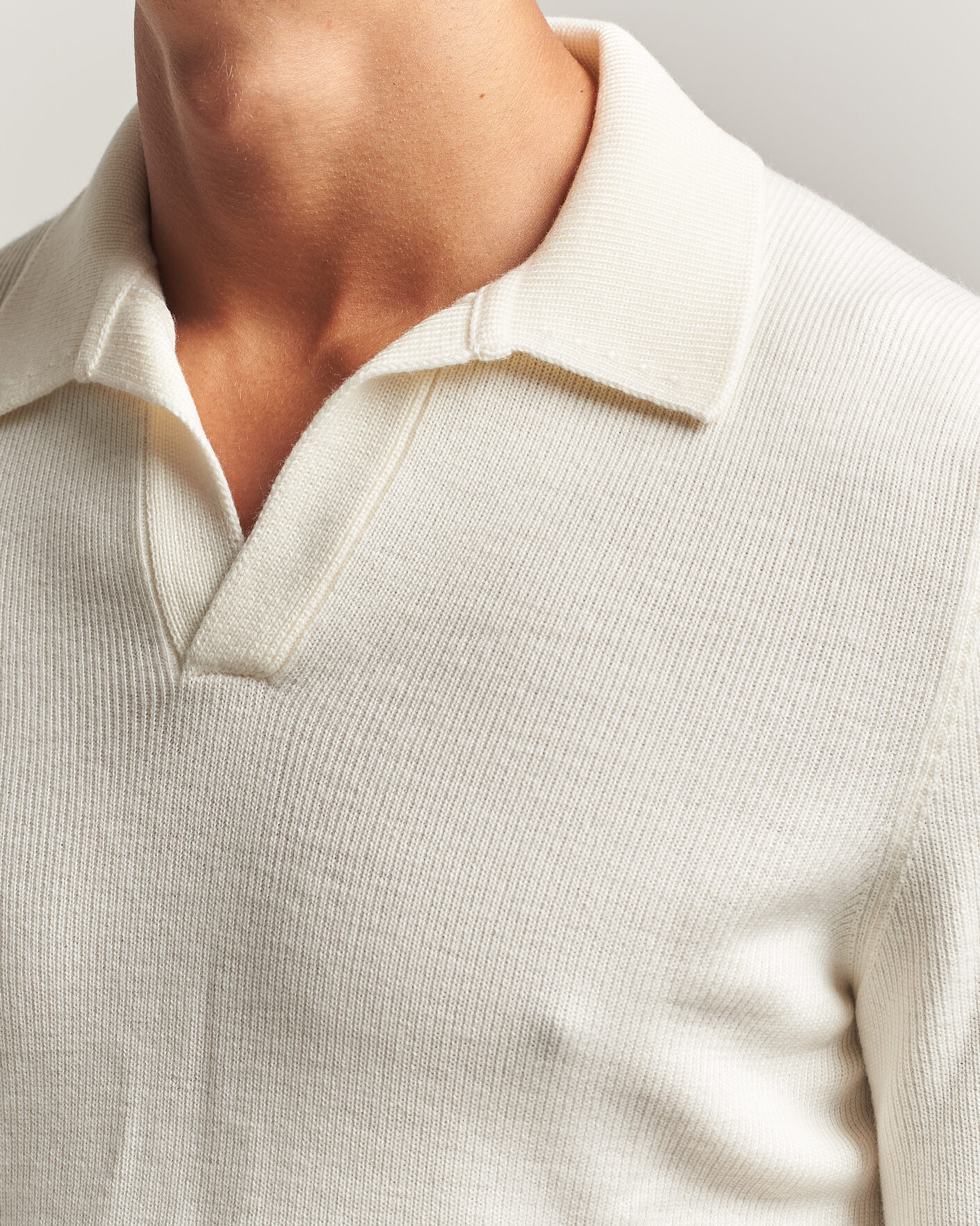Mies | Puserot | Gran Sasso | Merino Knitted Polo Cream