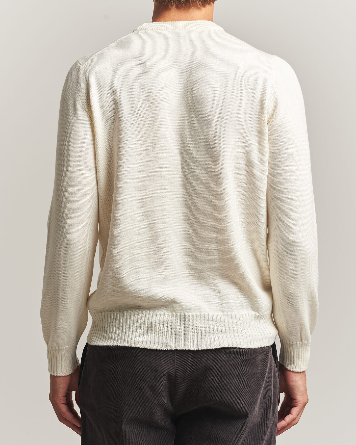 Mies | Puserot | Gran Sasso | Merino Knitted Crew Neck Cream