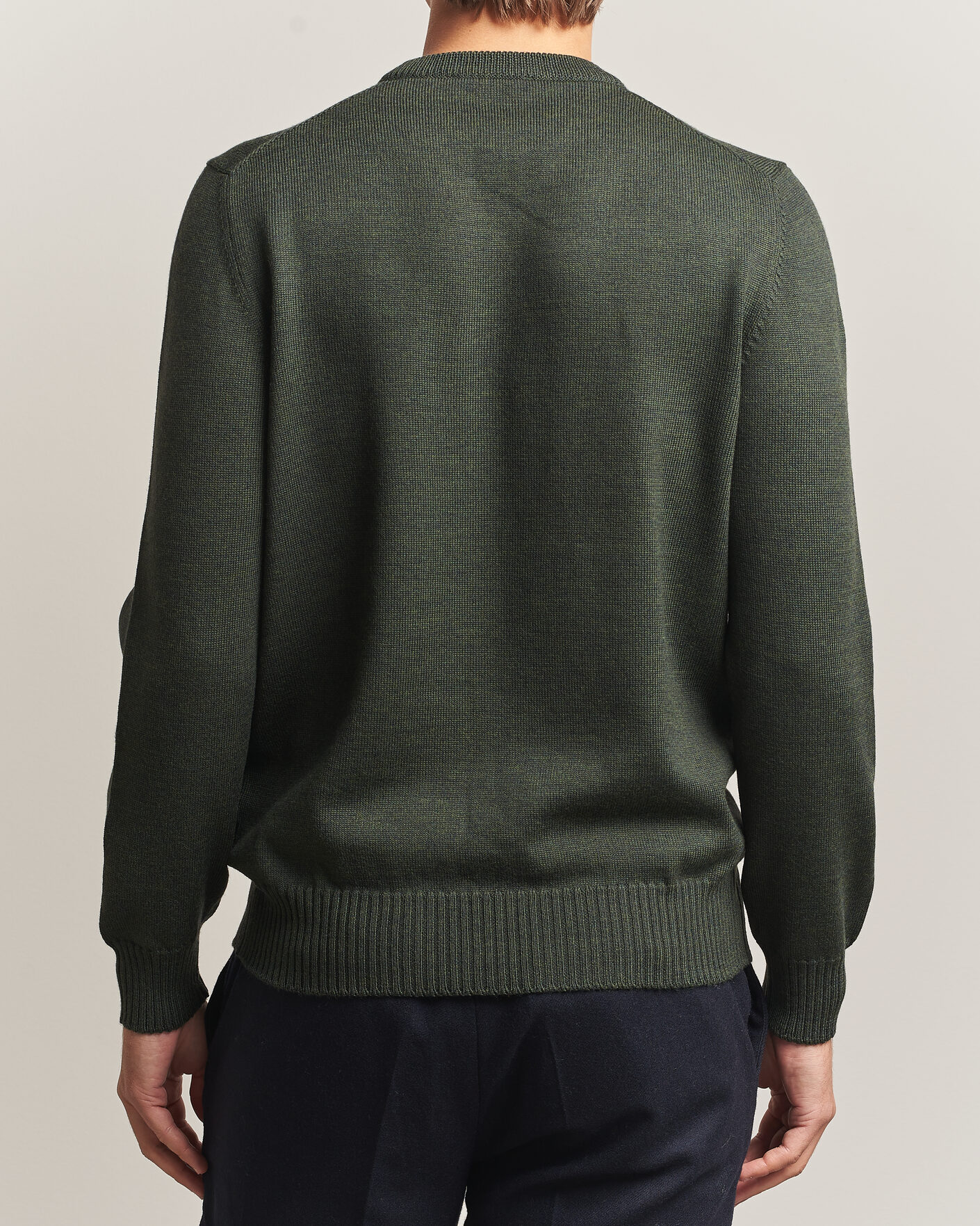 Mies | Puserot | Gran Sasso | Merino Knitted Crew Neck Olive Melange