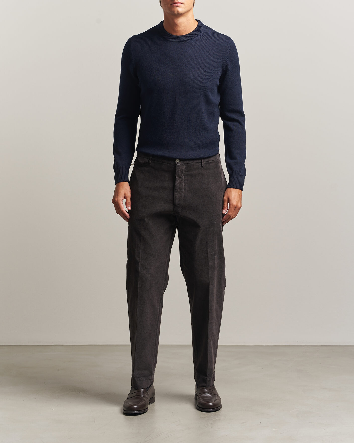 Mies | Puserot | Gran Sasso | Merino Knitted Crew Neck Navy