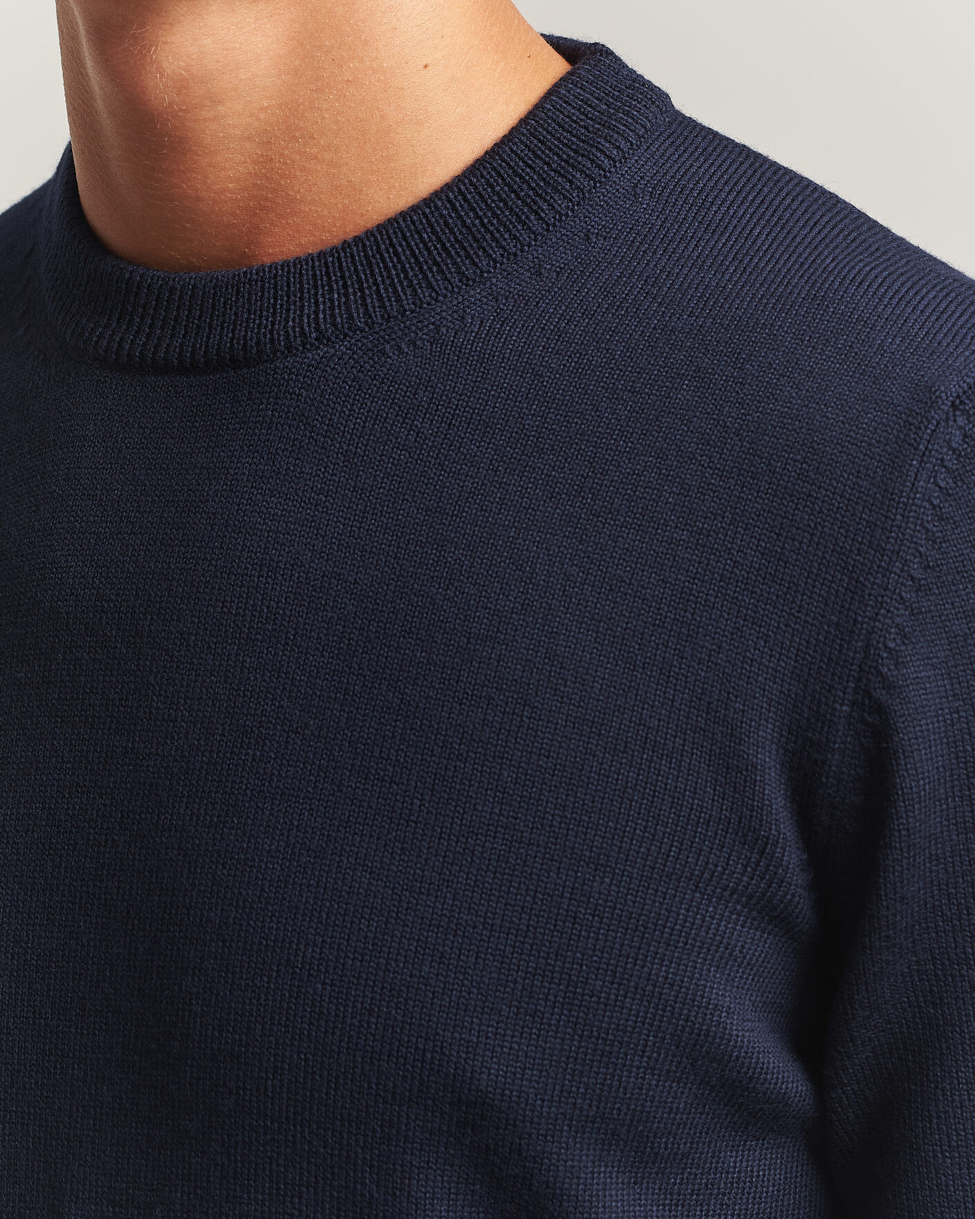 Mies | Puserot | Gran Sasso | Merino Knitted Crew Neck Navy