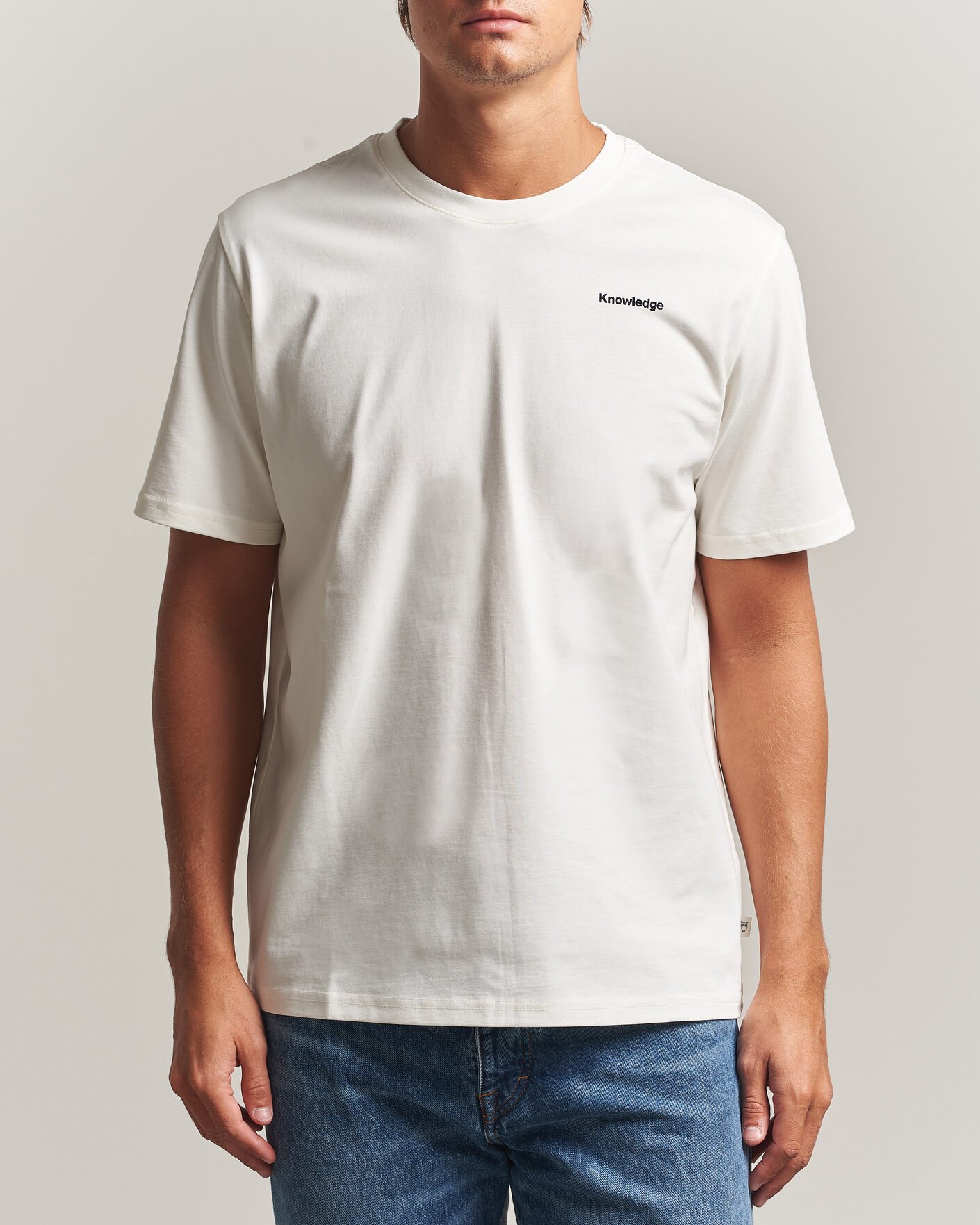 Mies | T-paidat | KnowledgeCotton Apparel | Back Print T-Shirt Egret