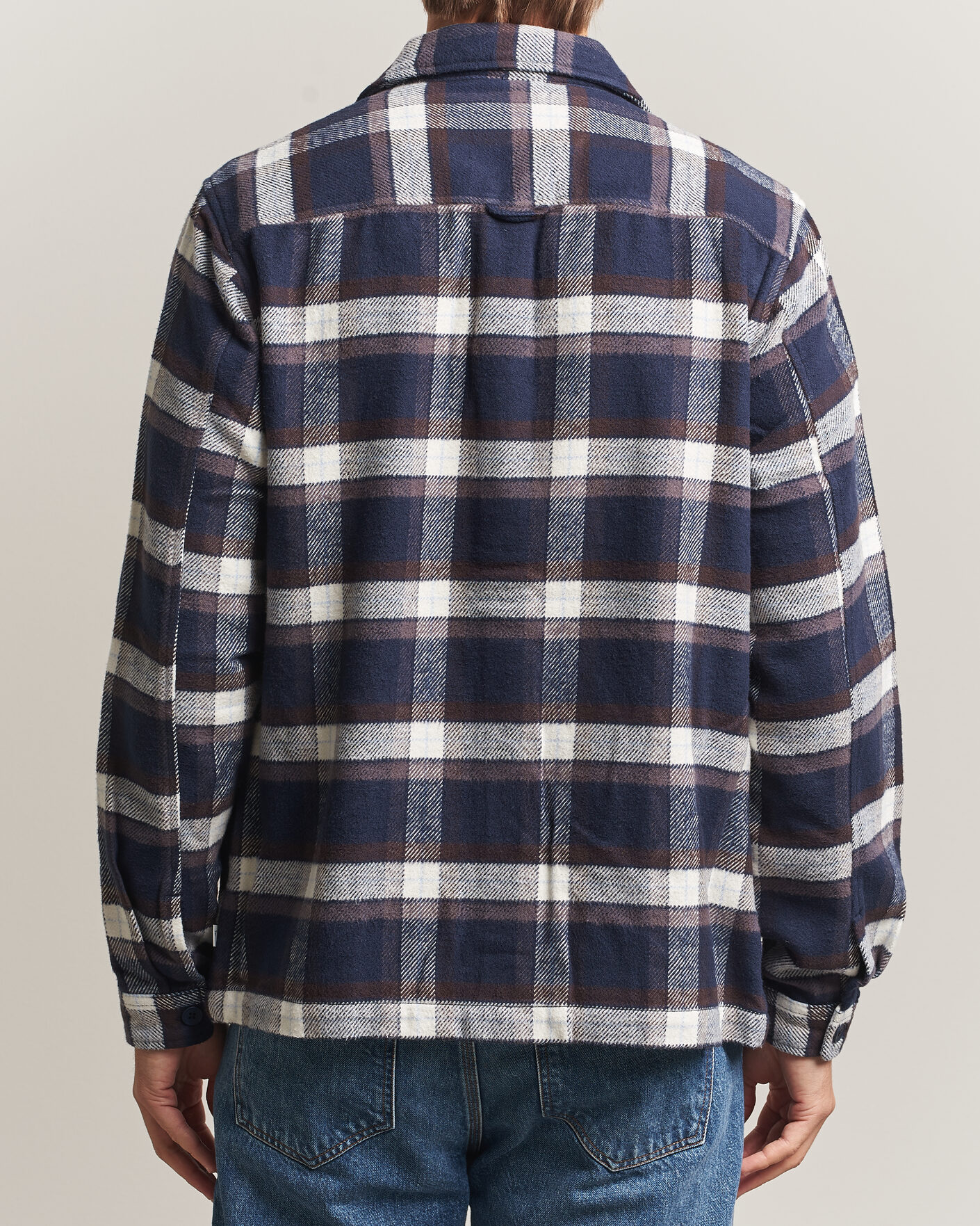Mies | Kauluspaidat | KnowledgeCotton Apparel | Flannel Check Overshirt Navy