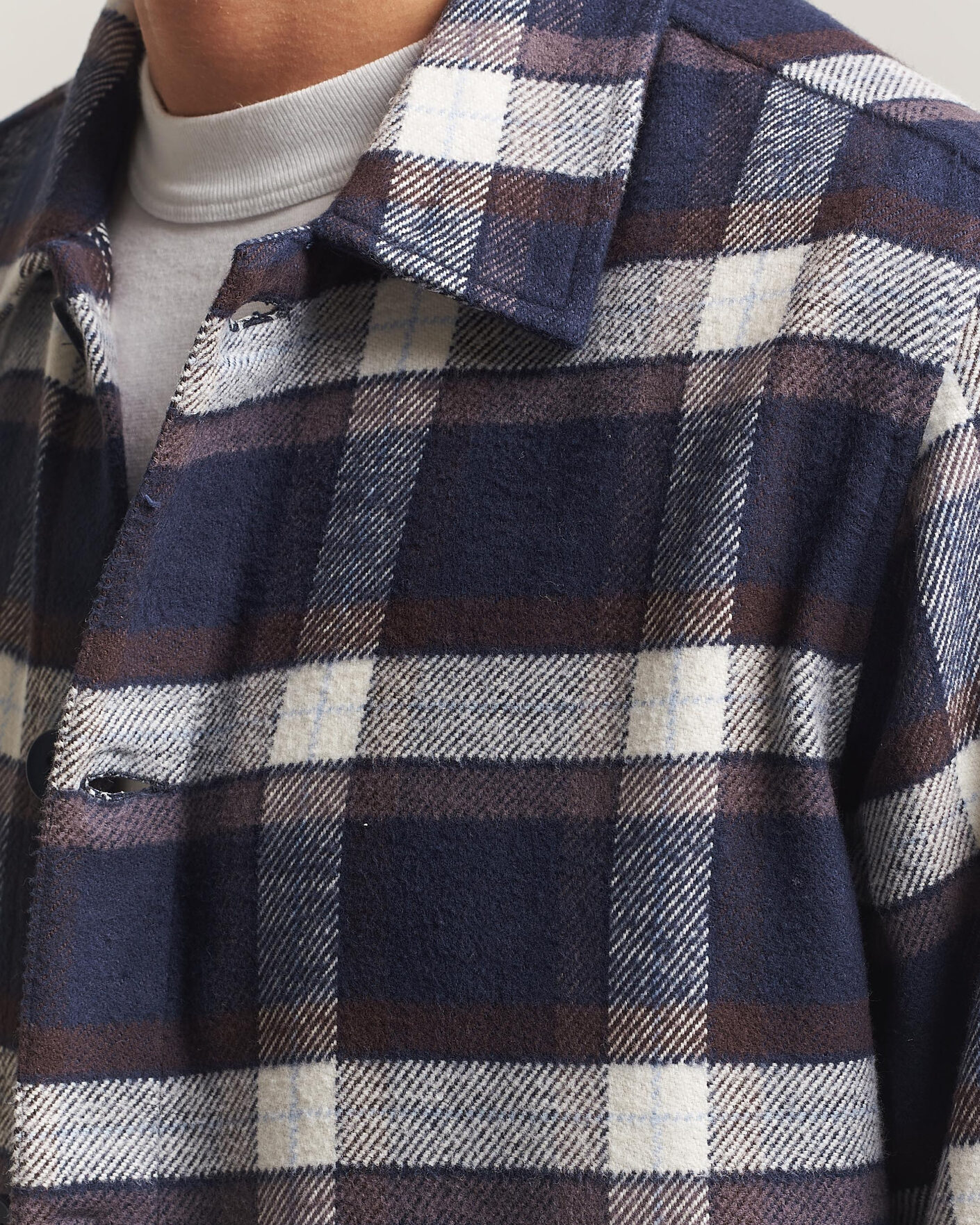 Mies | Kauluspaidat | KnowledgeCotton Apparel | Flannel Check Overshirt Navy