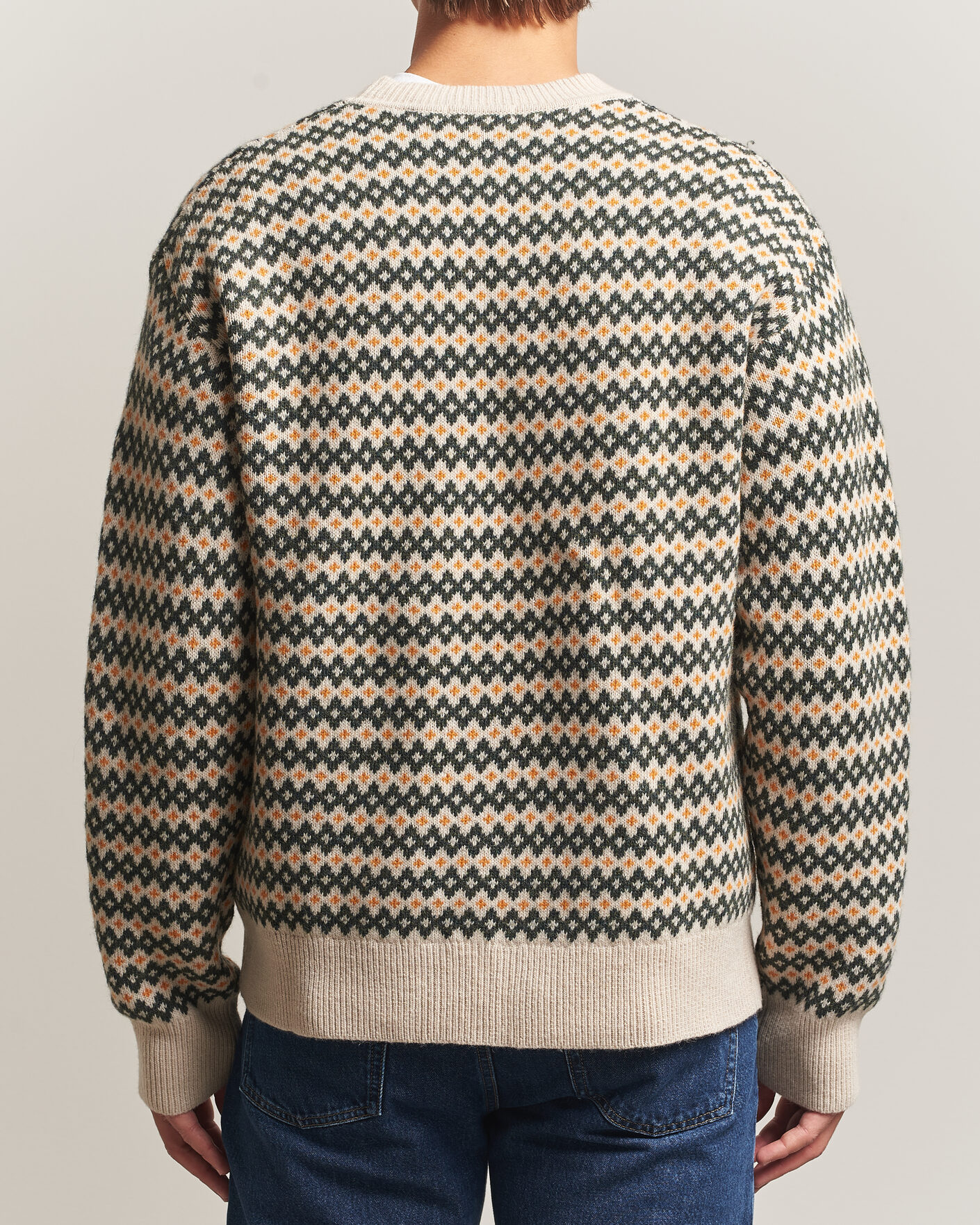 Mies | Puserot | KnowledgeCotton Apparel | Lambswool Jaquard Sweater Green