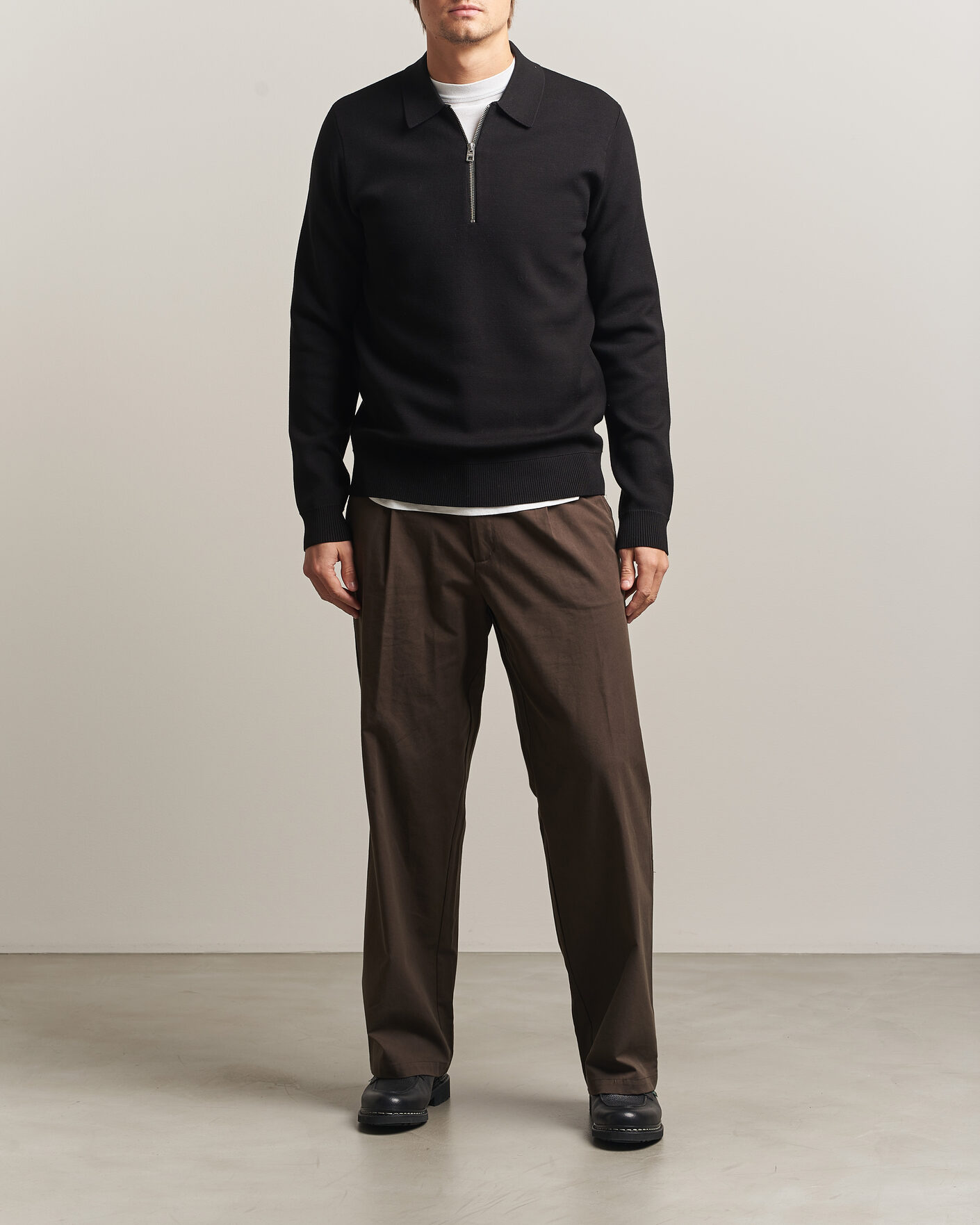 Mies | Puserot | Samsøe Samsøe | Matt Half Zip Polo Black