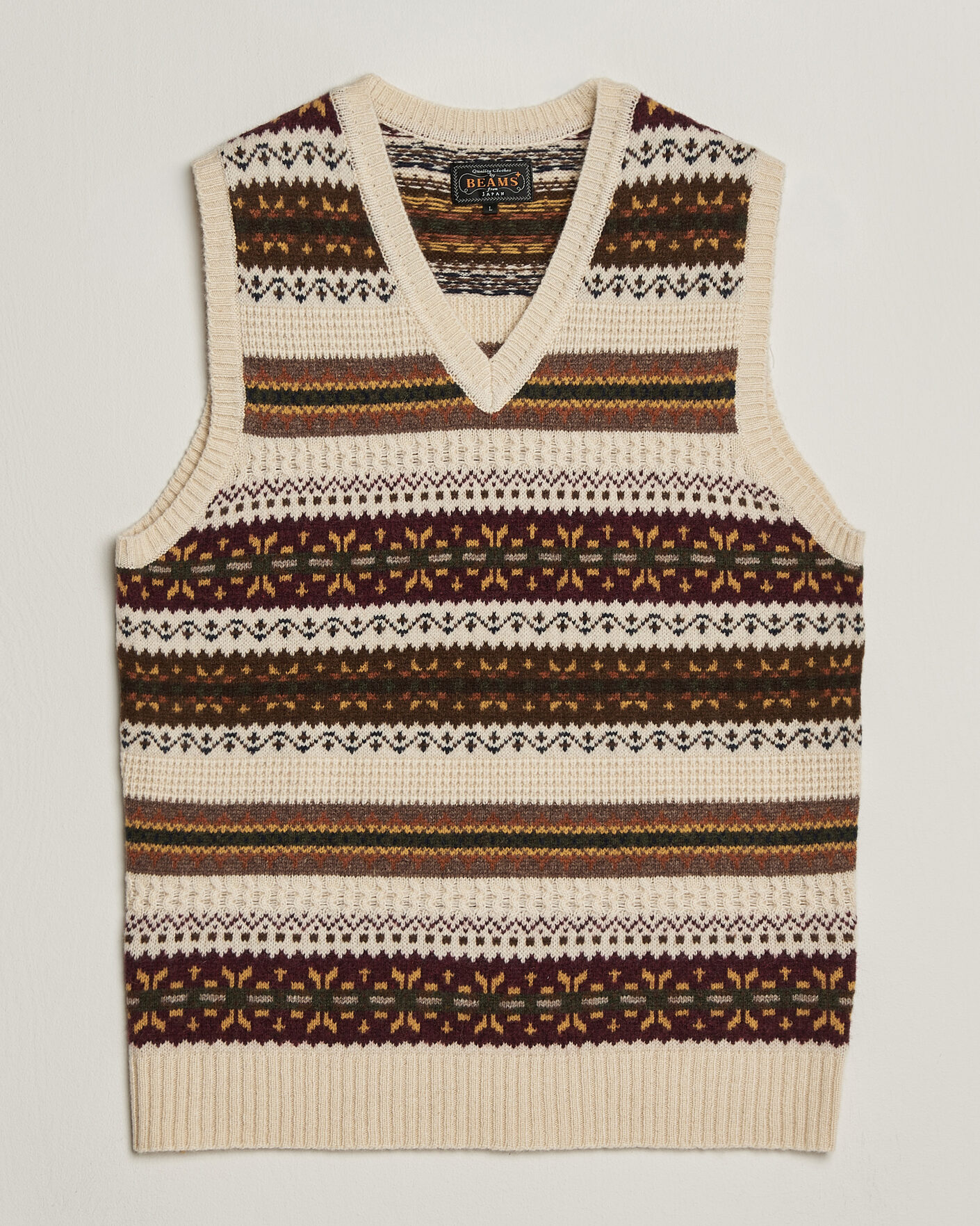 Mies | Puserot | BEAMS PLUS | Fair Isle Knit Vest Beige