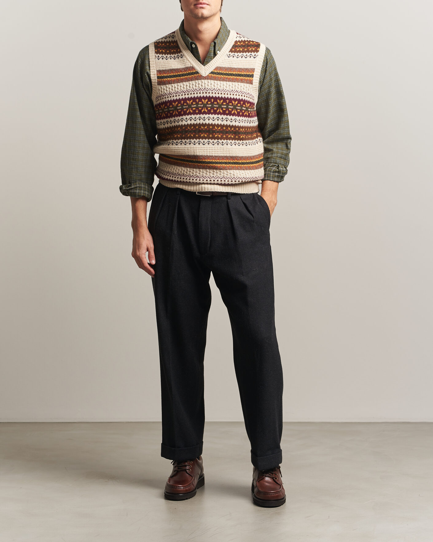 Mies | Puserot | BEAMS PLUS | Fair Isle Knit Vest Beige
