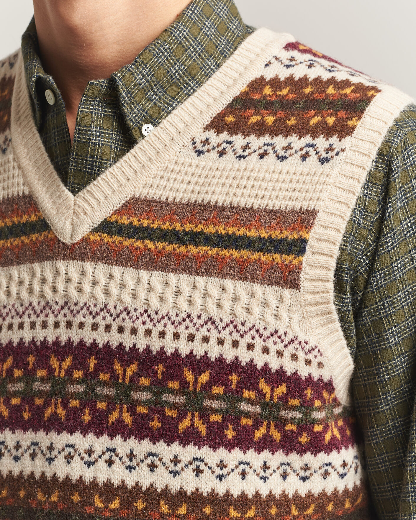 Mies | Puserot | BEAMS PLUS | Fair Isle Knit Vest Beige