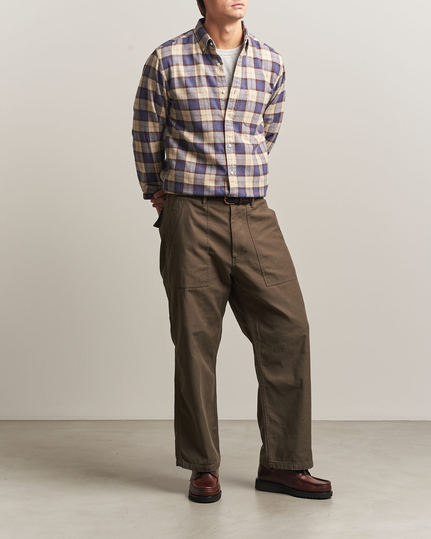 Mies | Kauluspaidat | BEAMS PLUS | Plaid Button Down Shirt White/Blue