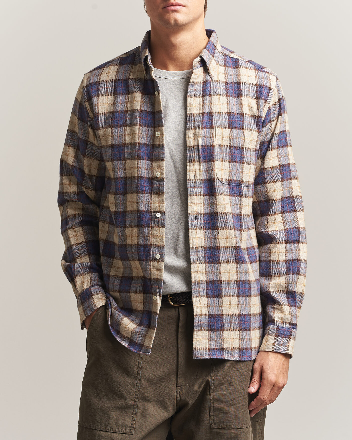 Mies | Kauluspaidat | BEAMS PLUS | Plaid Button Down Shirt White/Blue