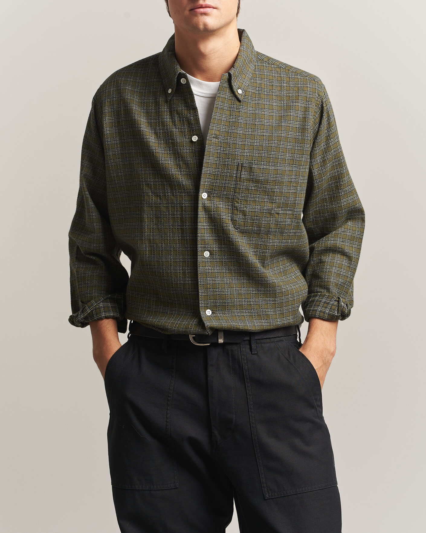 Mies | Kauluspaidat | BEAMS PLUS | Dobby Plaid Button Down Shirt Dark Green