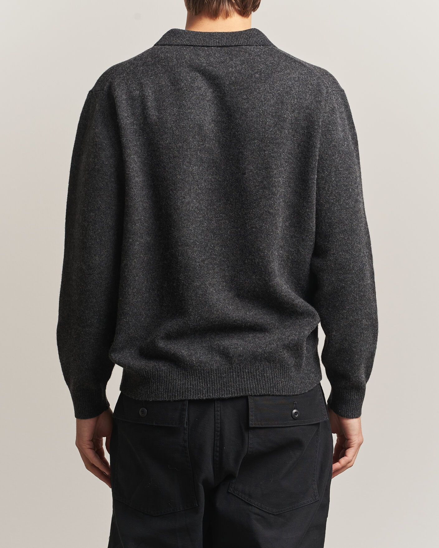 Mies | Puserot | BEAMS PLUS | Knitted Wool Polo Charcoal