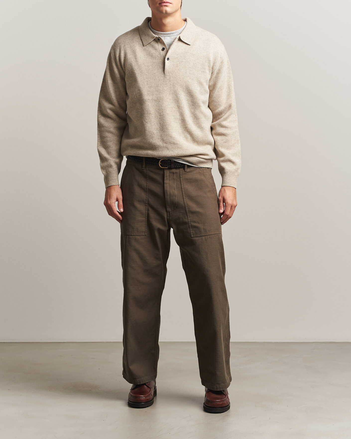 Mies | Puserot | BEAMS PLUS | Knitted Wool Polo Beige