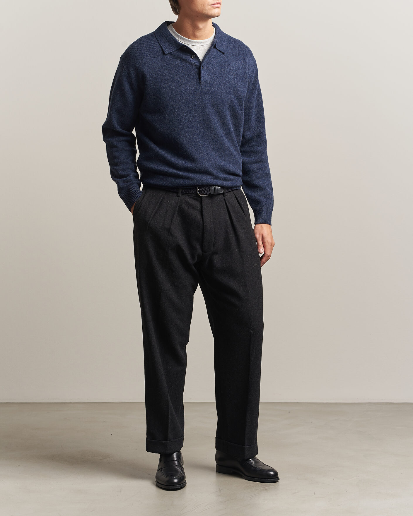 Mies | Puserot | BEAMS PLUS | Knitted Wool Polo Navy