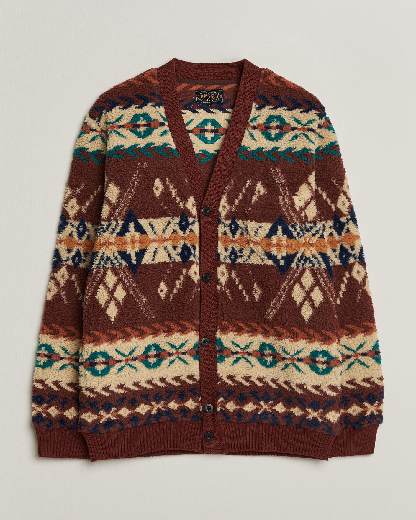 Mies | Puserot | BEAMS PLUS | Boa Jacquard Cardigan Brown