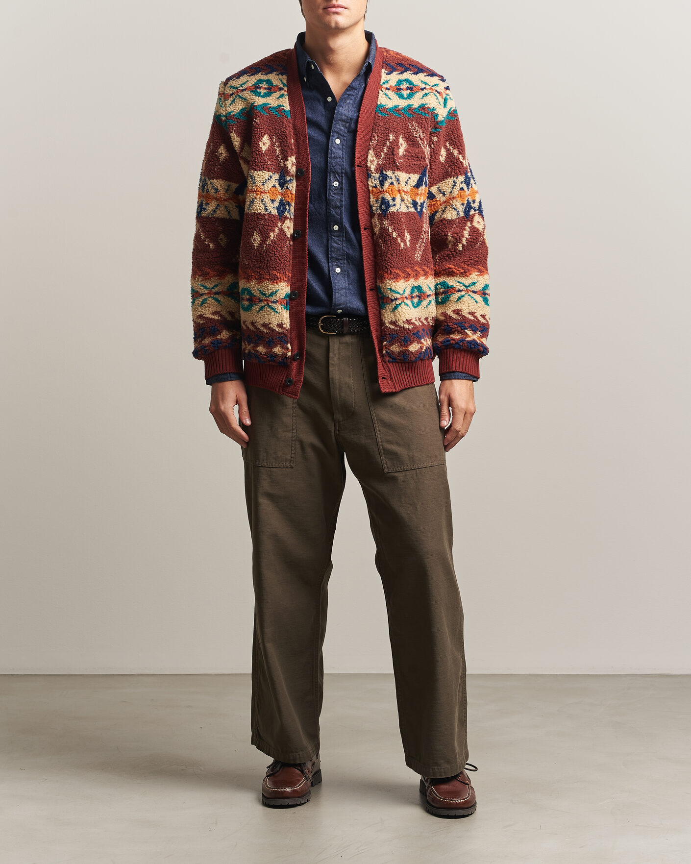 Mies | Puserot | BEAMS PLUS | Boa Jacquard Cardigan Brown