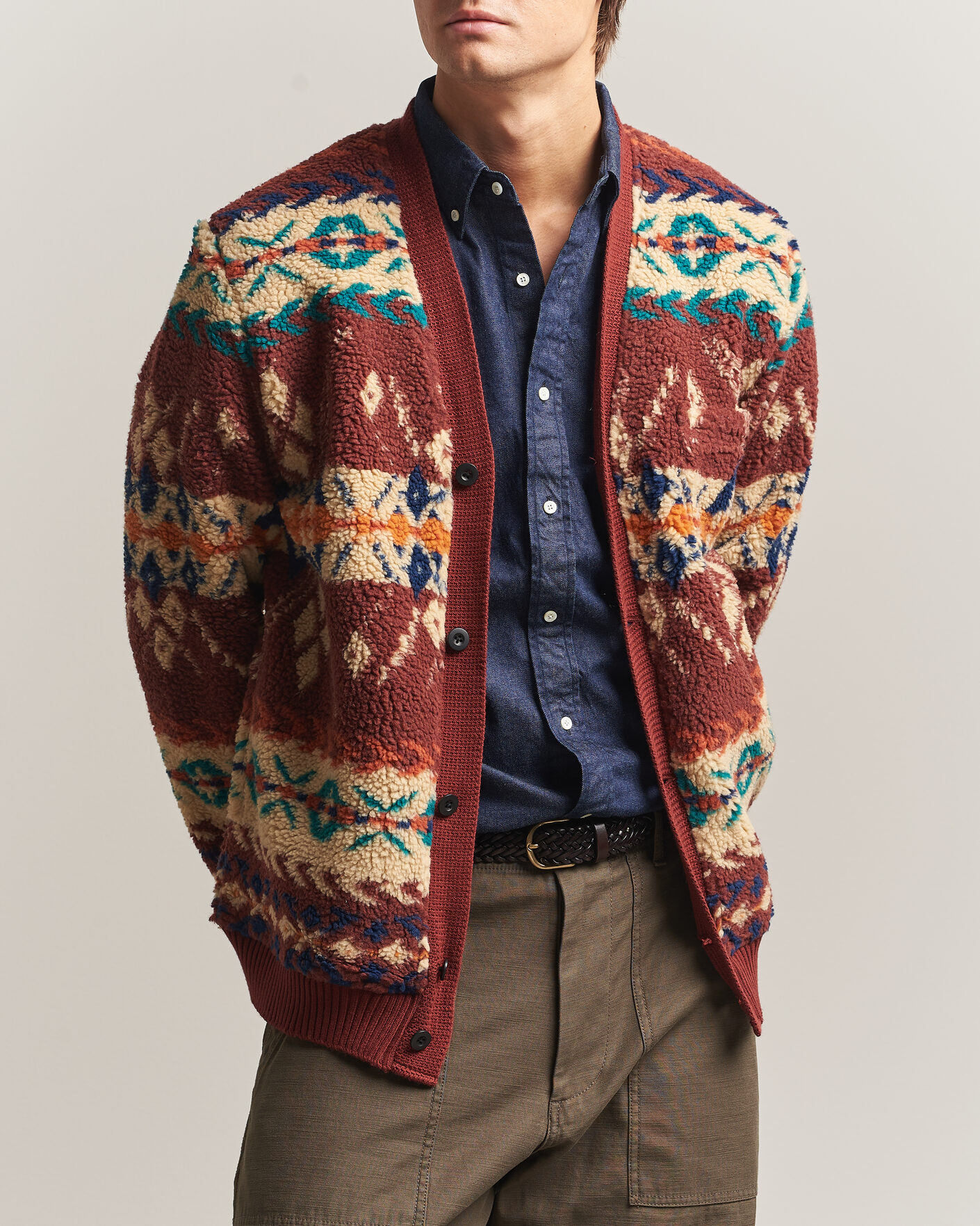 Mies | Puserot | BEAMS PLUS | Boa Jacquard Cardigan Brown