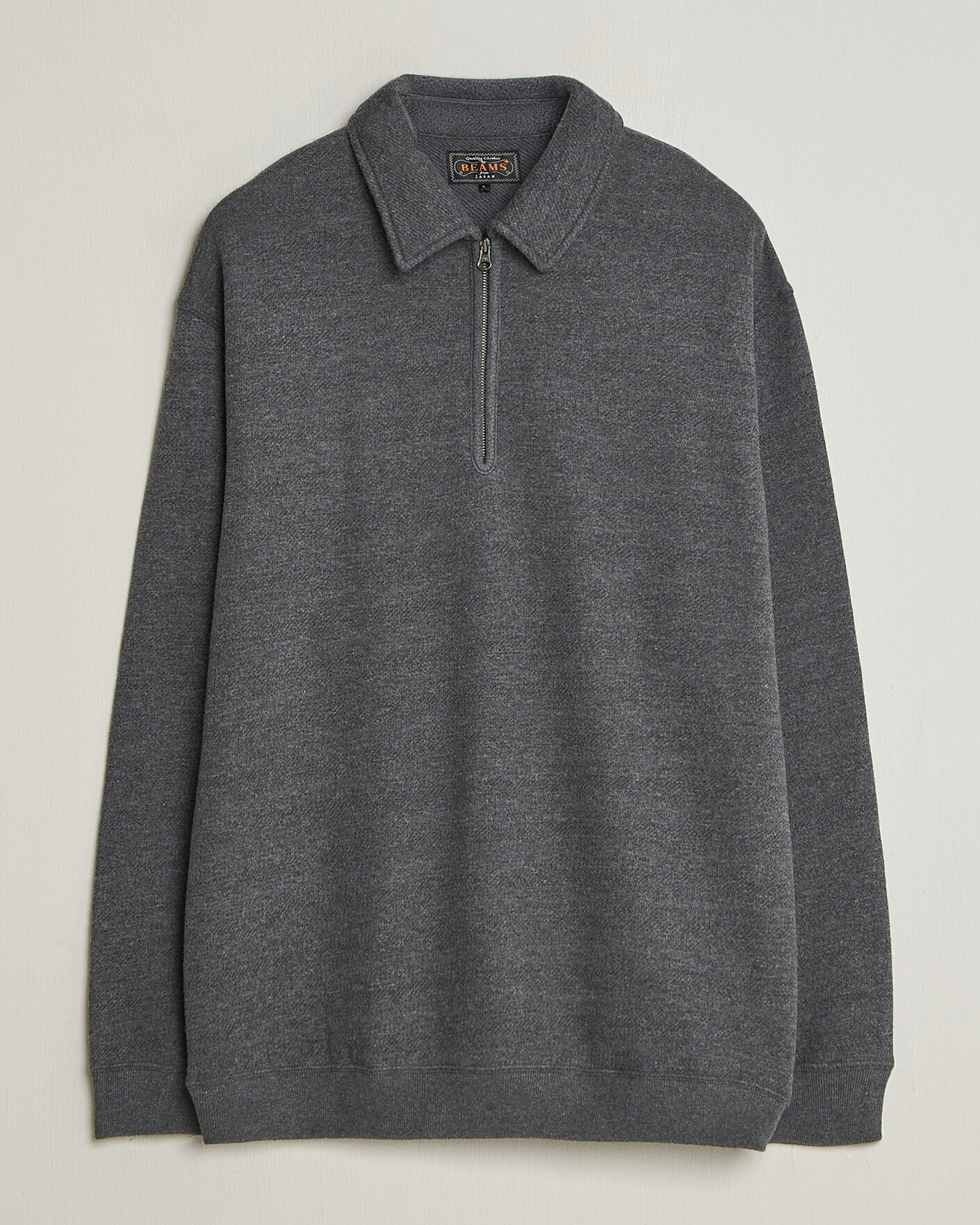 Mies | Puserot | BEAMS PLUS | Wool/Cotton Half Zip Charcoal