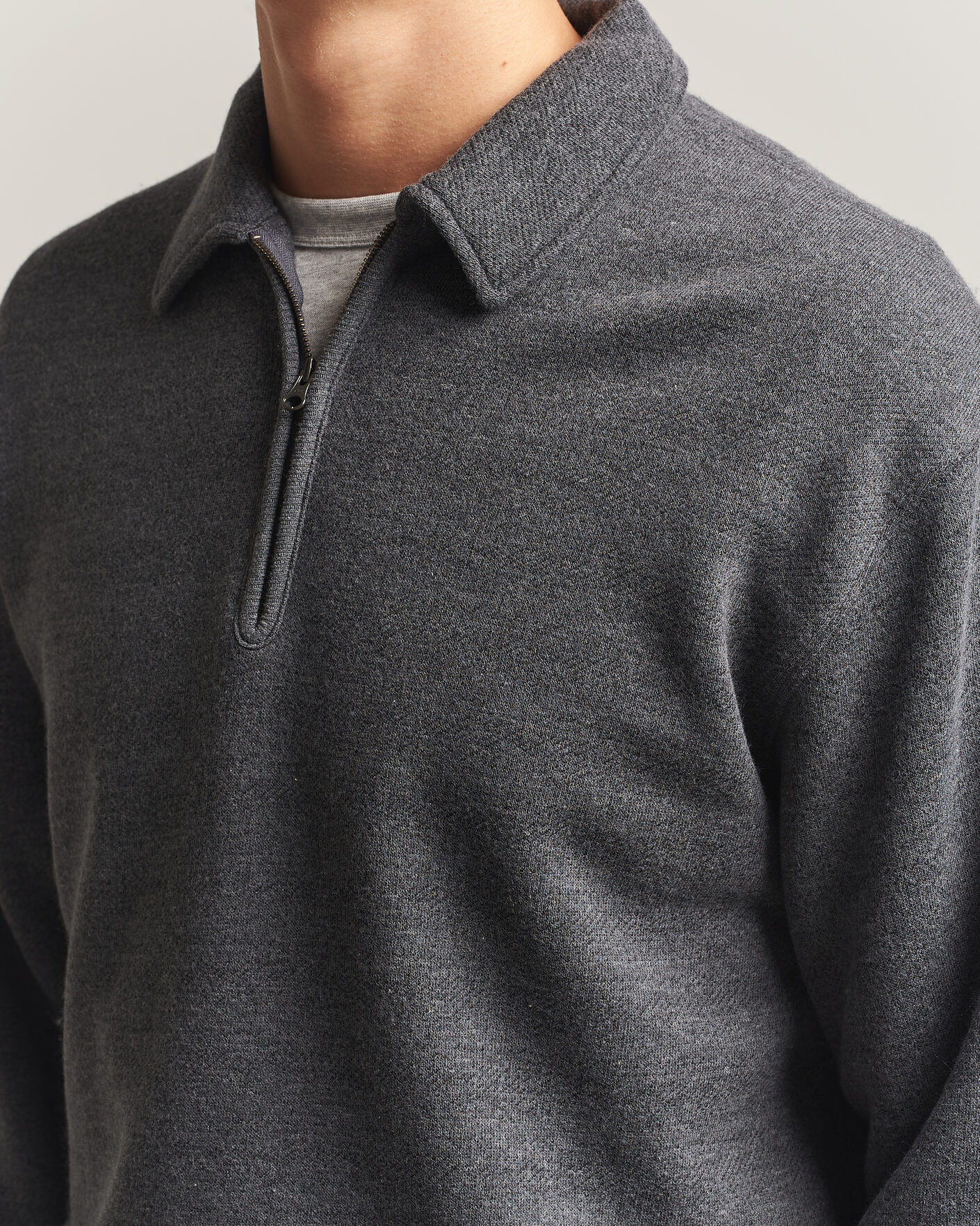 Mies | Puserot | BEAMS PLUS | Wool/Cotton Half Zip Charcoal
