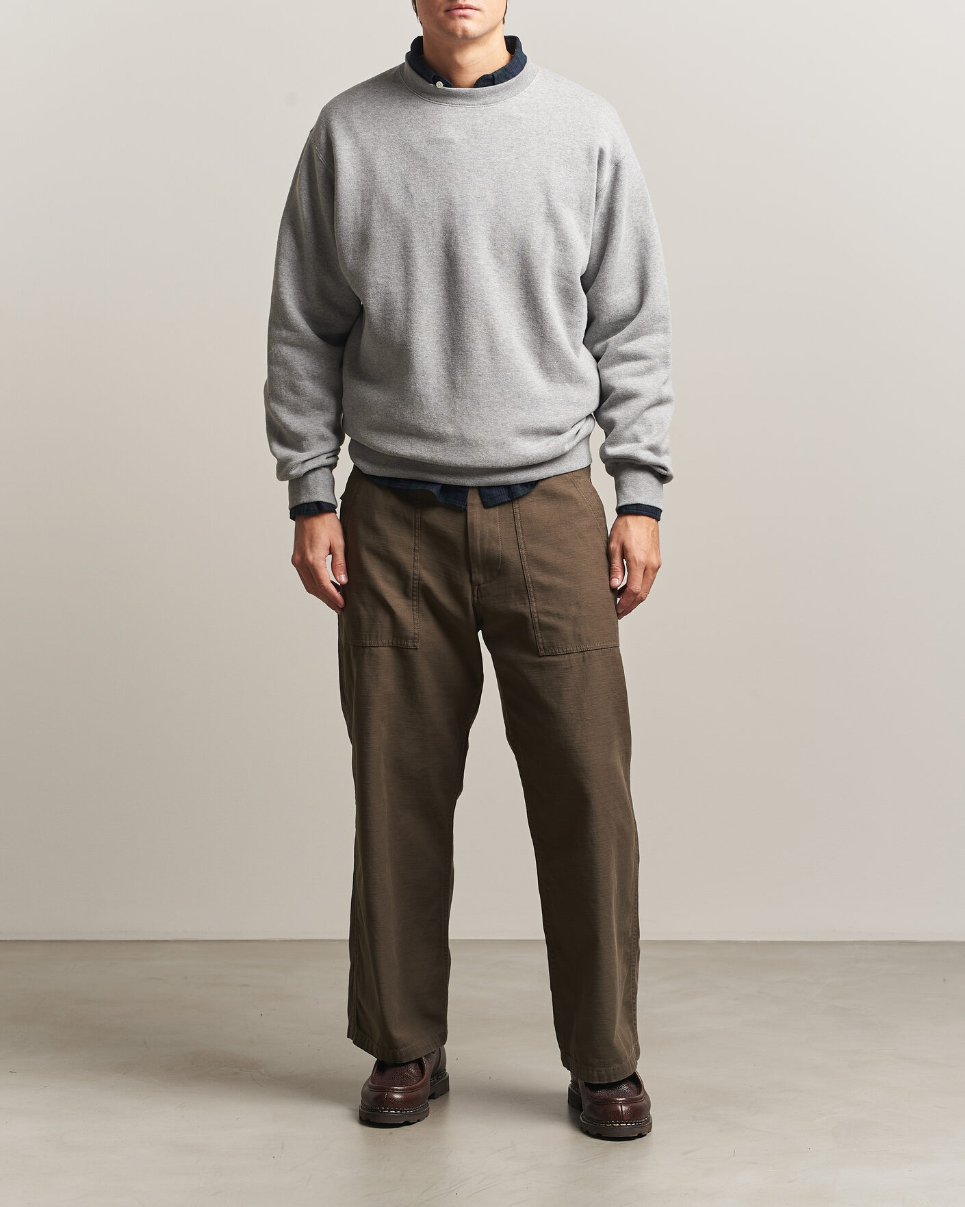 Mies | Puserot | BEAMS PLUS | Soft Sweat Crew Neck Grey