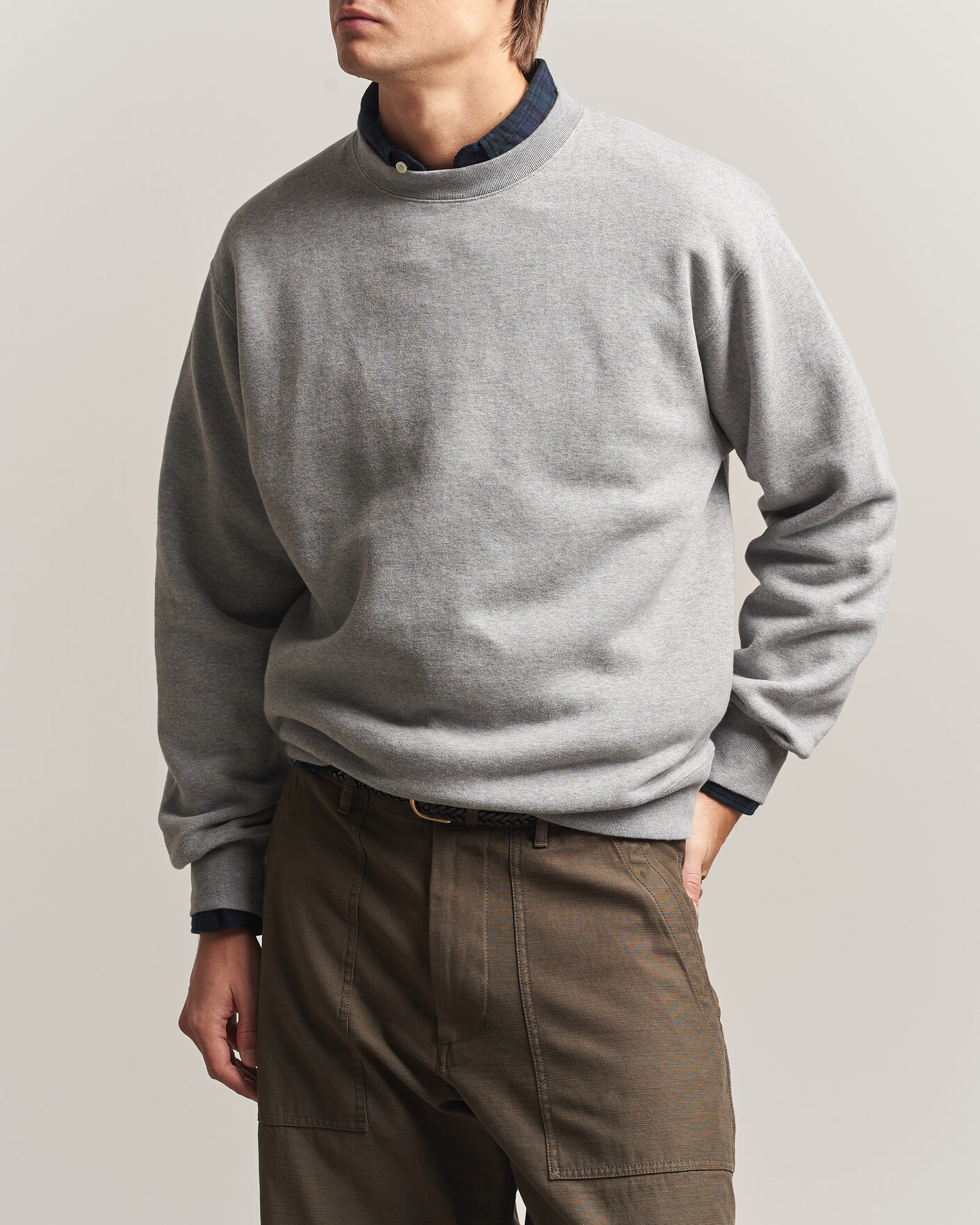 Mies | Puserot | BEAMS PLUS | Soft Sweat Crew Neck Grey