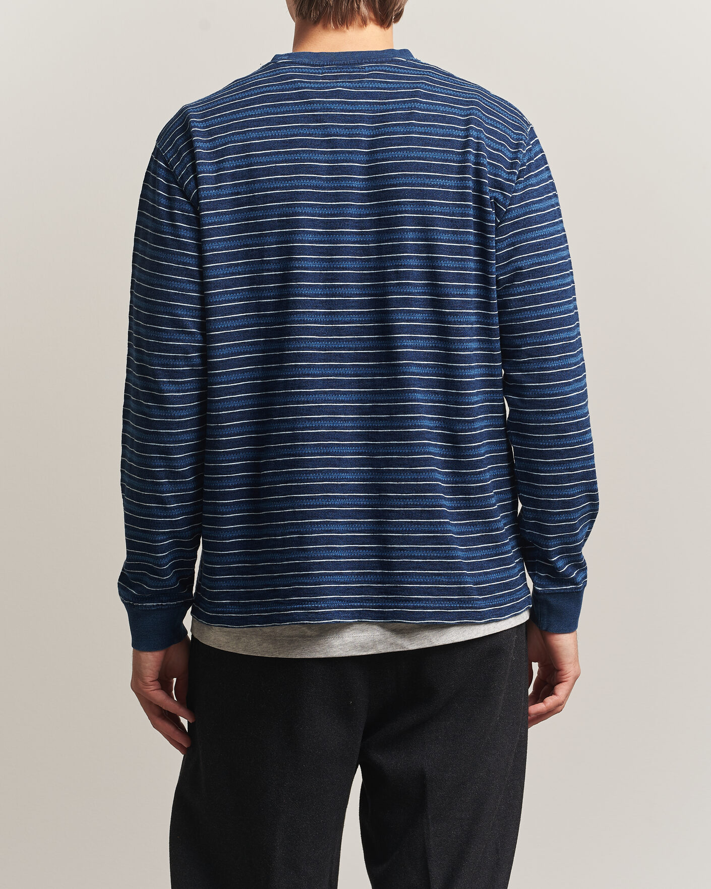 Mies | T-paidat | BEAMS PLUS | Indigo Stripe LS T-Shirt Navy