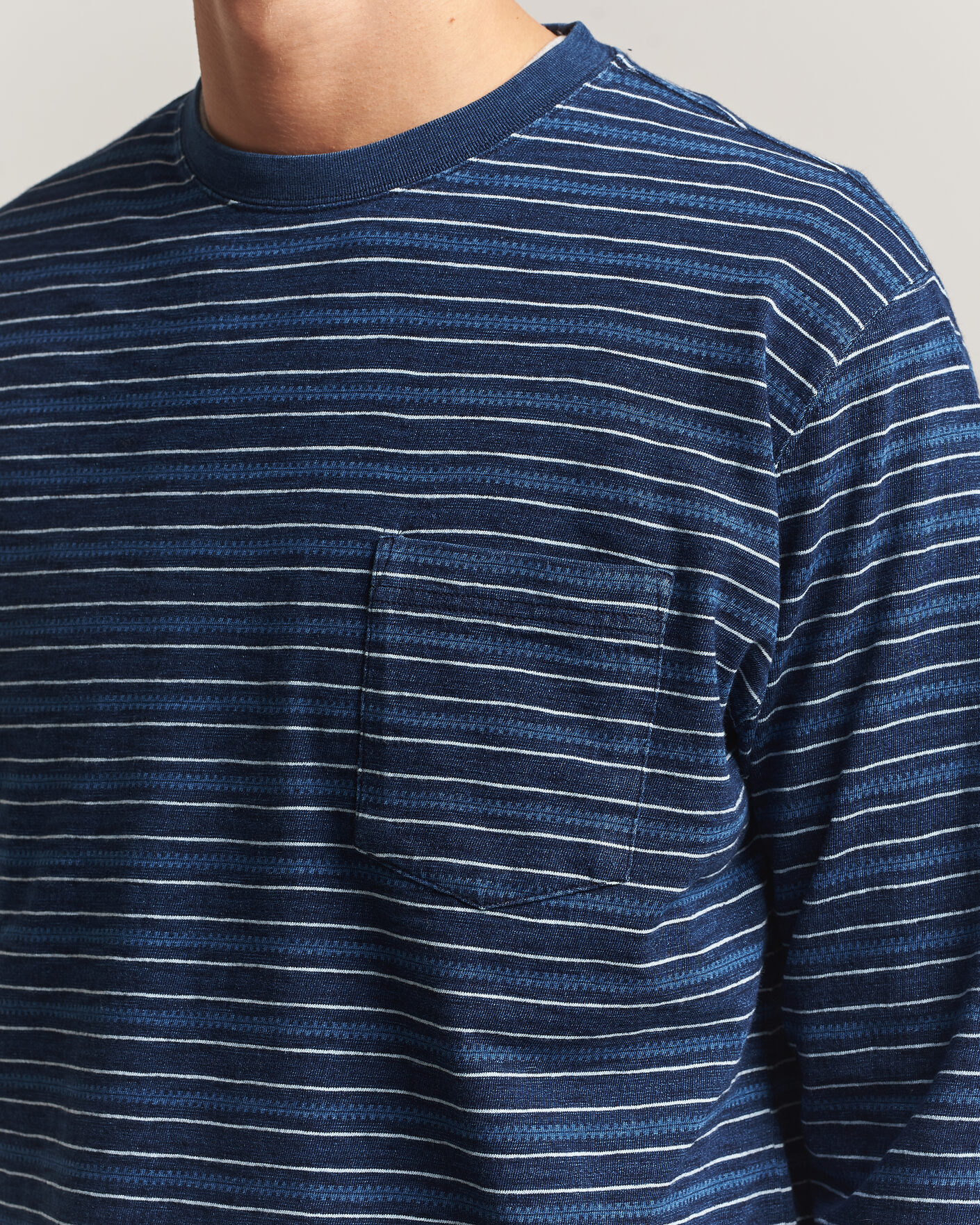 Mies | T-paidat | BEAMS PLUS | Indigo Stripe LS T-Shirt Navy