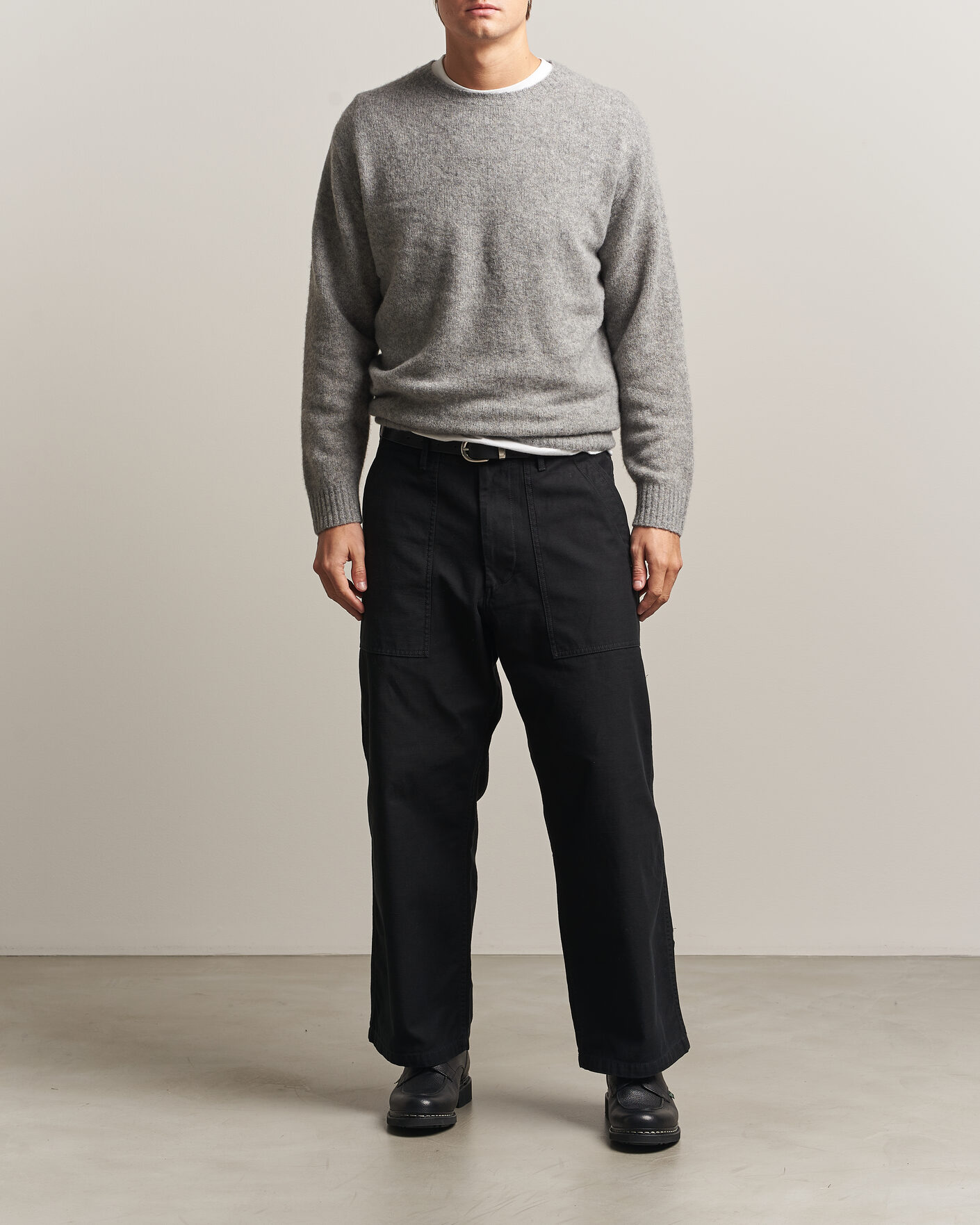 Mies | Puserot | BEAMS PLUS | Cashmere/Silk Crew Neck Grey Melange