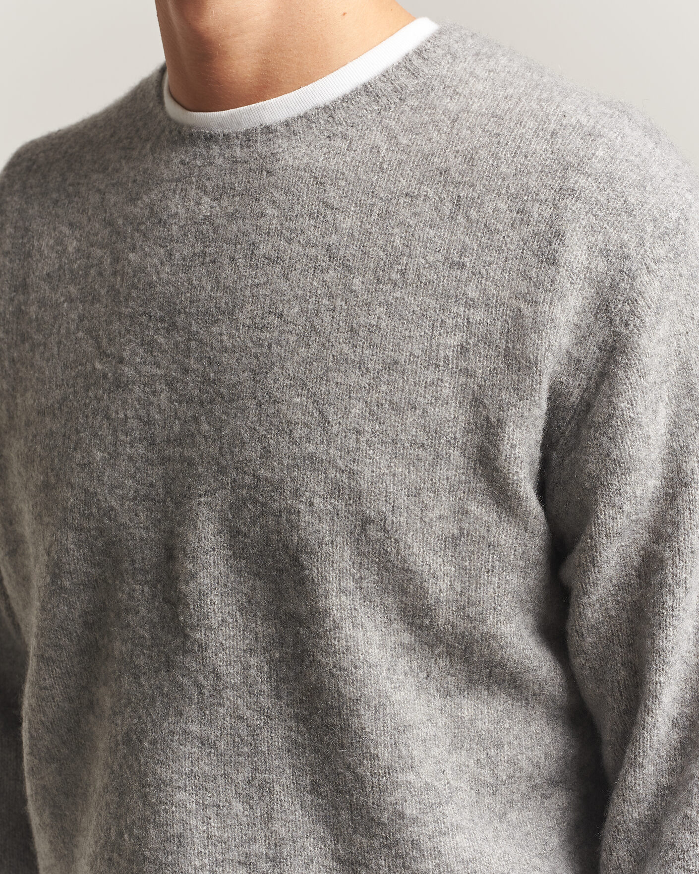Mies | Puserot | BEAMS PLUS | Cashmere/Silk Crew Neck Grey Melange