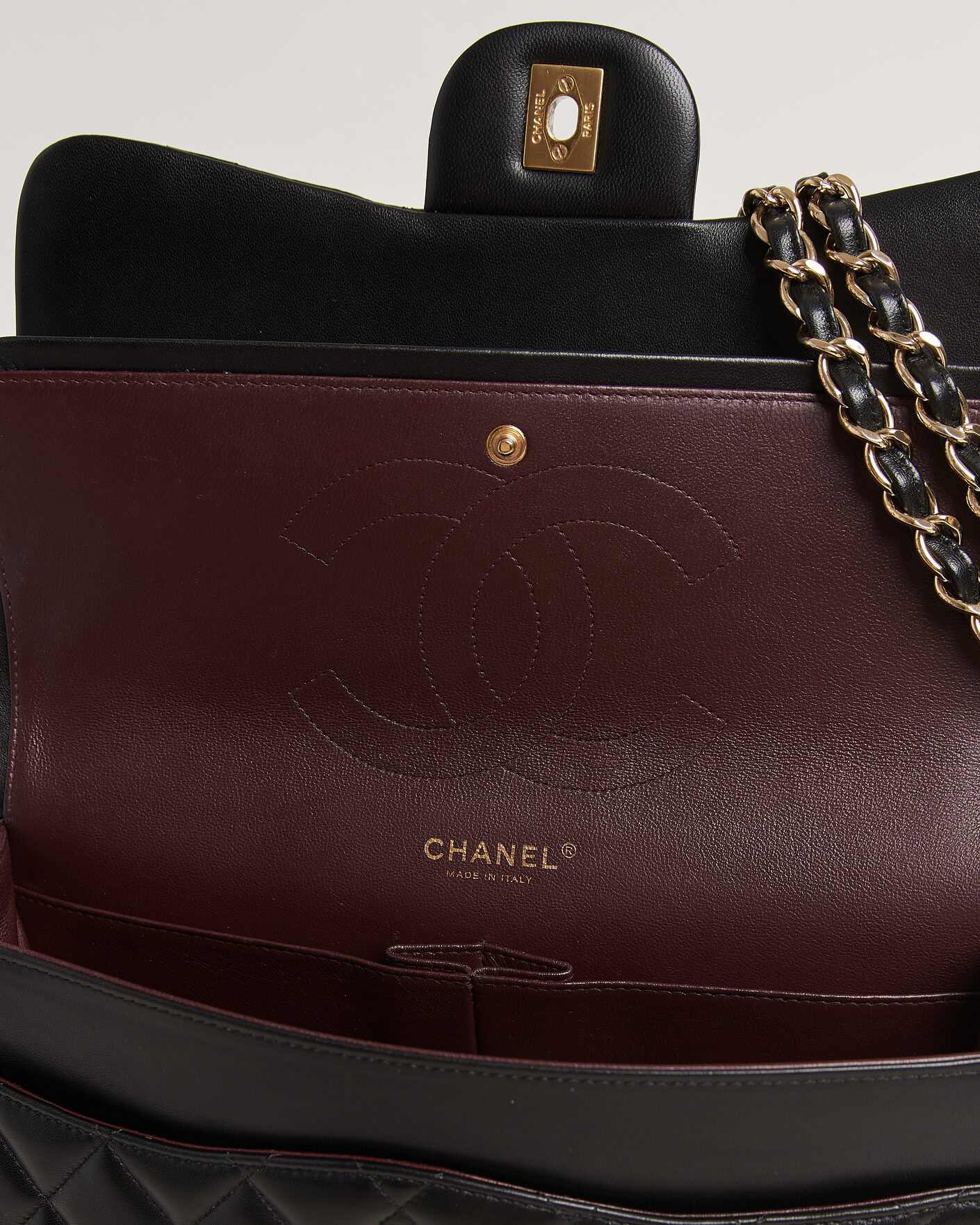 Mies | Pre-Owned & Vintage Bags | Chanel Pre-Owned | Classic Jumbo Double Flap Bag Lambskin Black