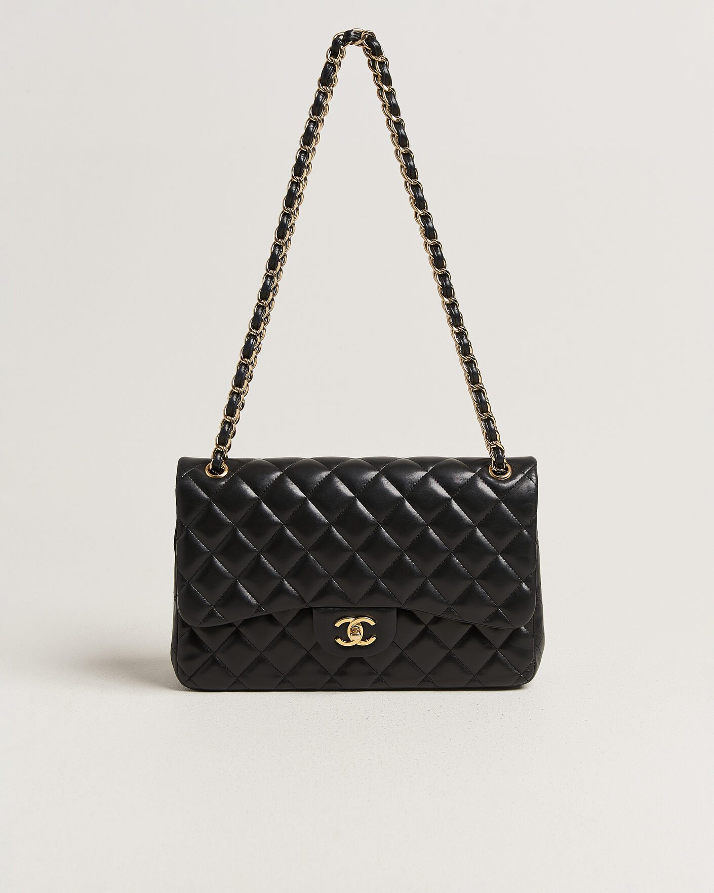 Mies | Pre-Owned & Vintage Bags | Chanel Pre-Owned | Classic Jumbo Double Flap Bag Lambskin Black