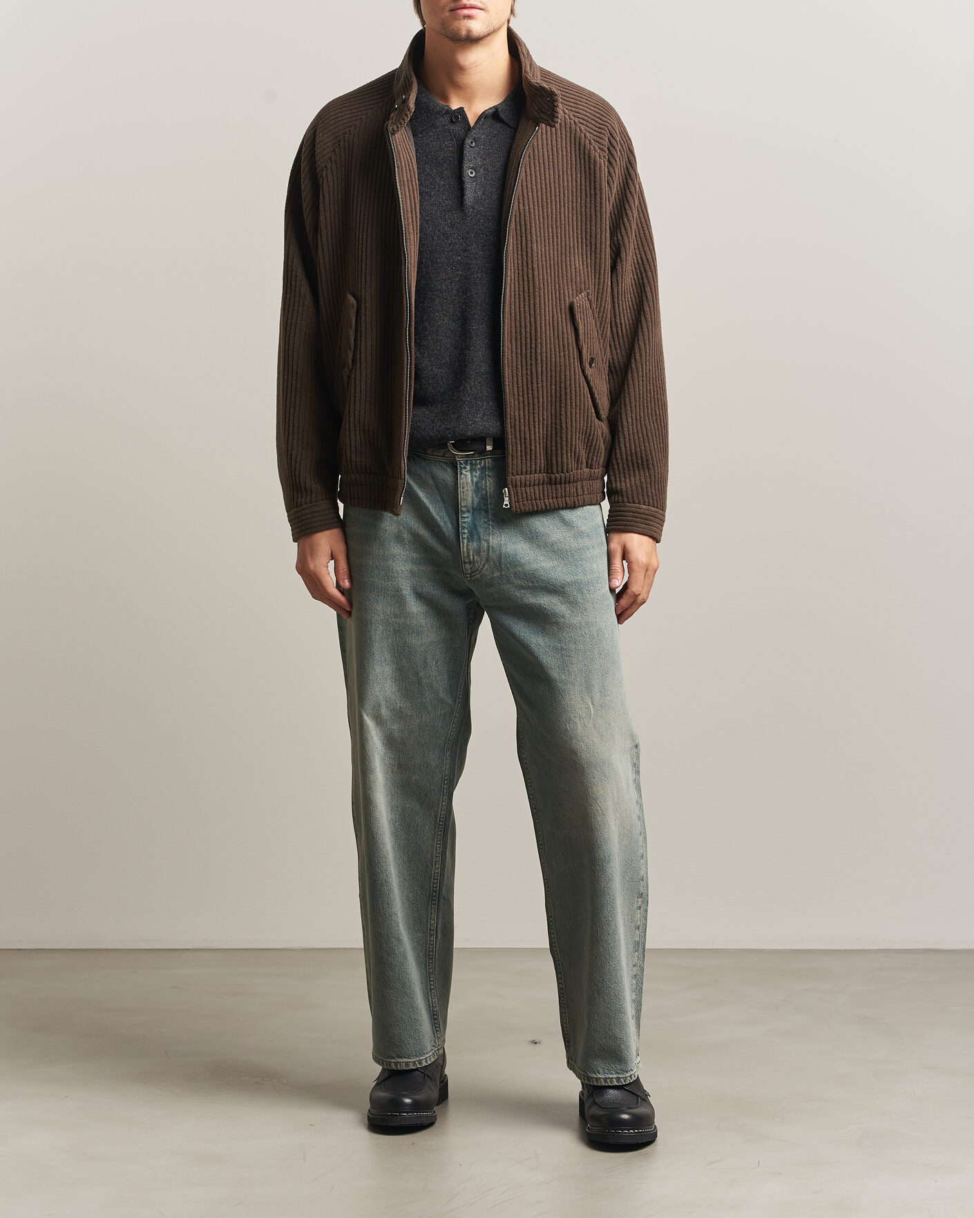 Mies | Takit | Auralee | Wool Cashmere Corduroy Zip Jacket Smoky Brown