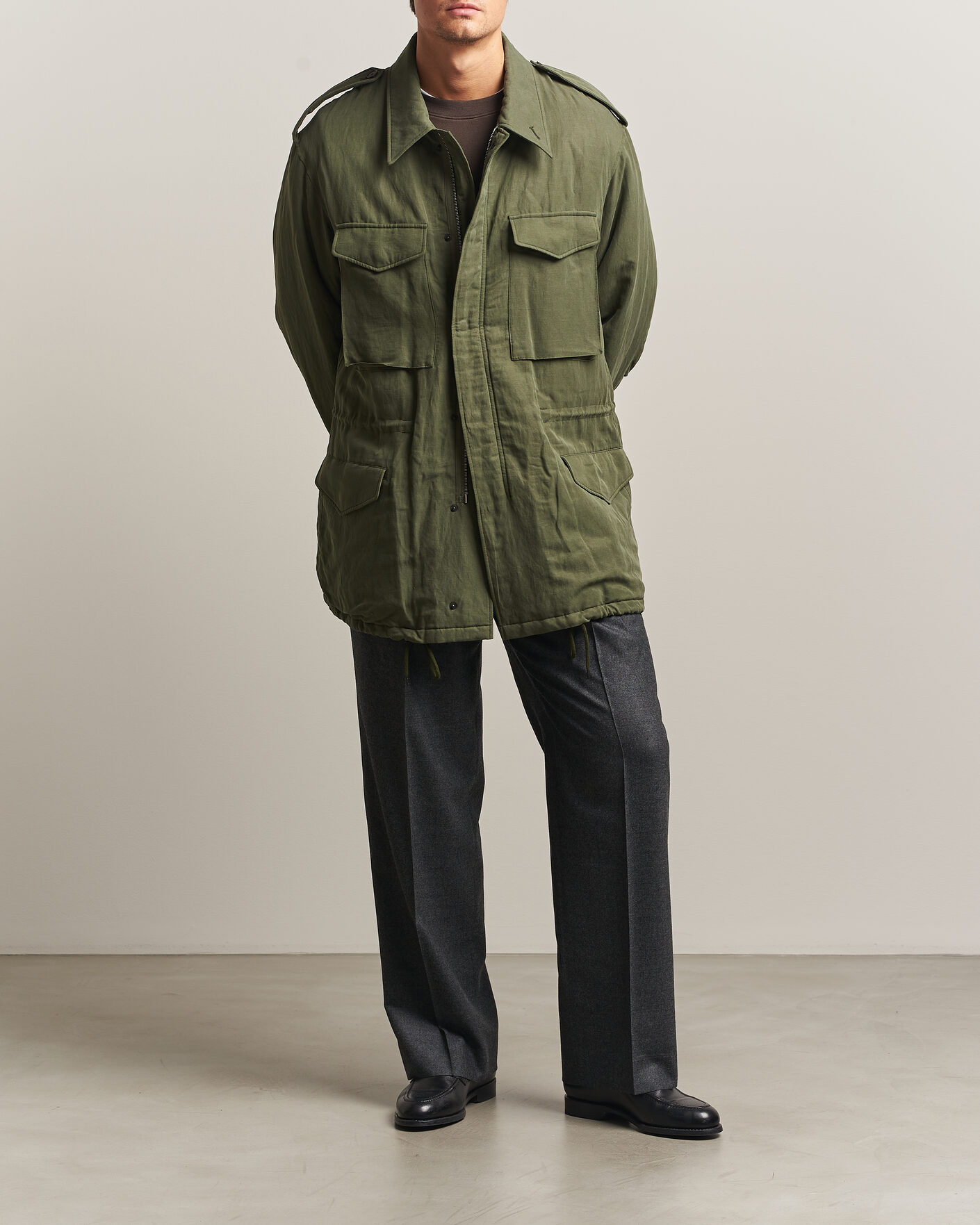 Mies | Takit | Auralee | Brushed Padded Military Jacket Olive