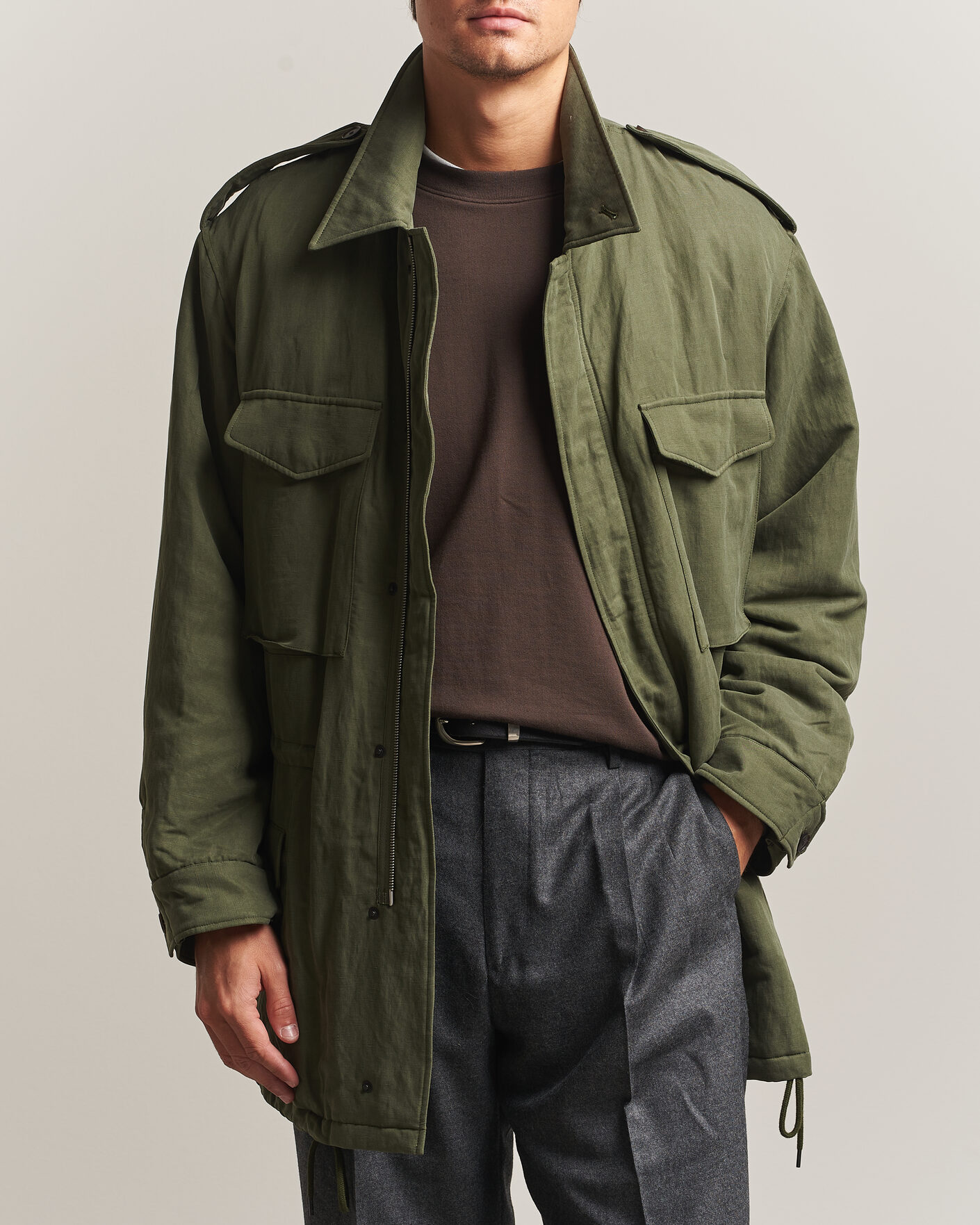 Mies | Takit | Auralee | Brushed Padded Military Jacket Olive