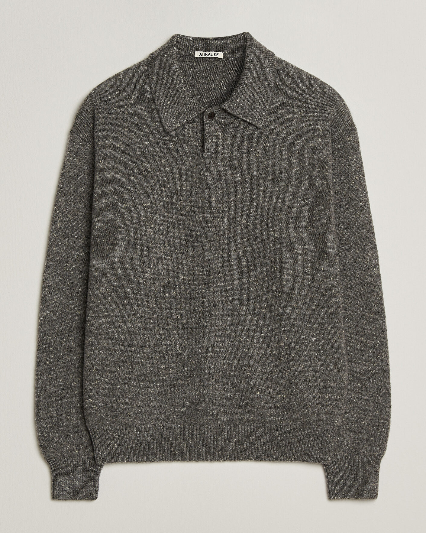 Mies | Puserot | Auralee | Cashmere Nep Knit Polo Mix Gray