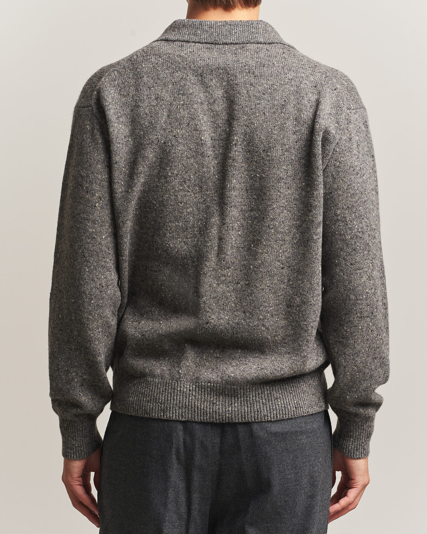 Mies | Puserot | Auralee | Cashmere Nep Knit Polo Mix Gray