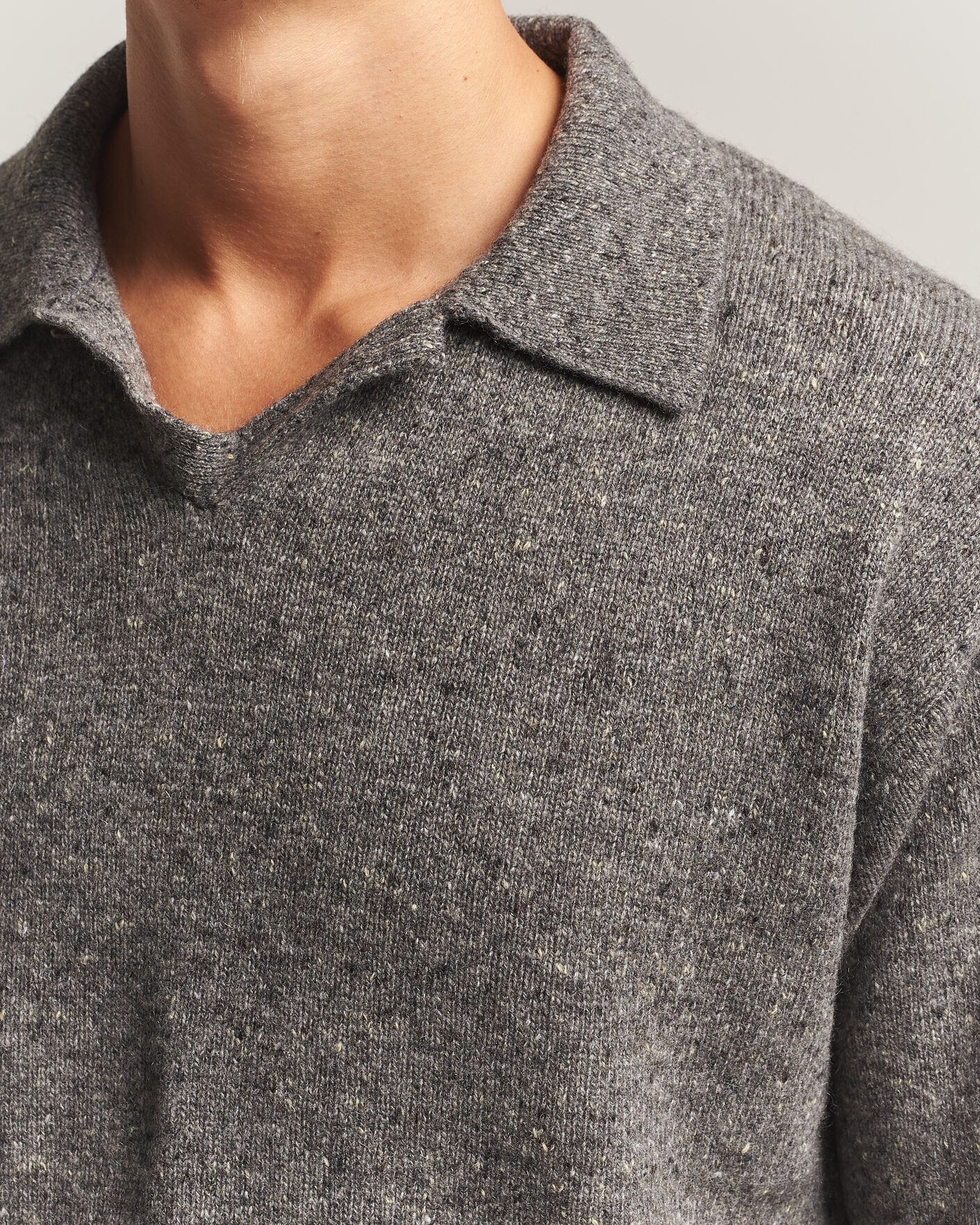 Mies | Puserot | Auralee | Cashmere Nep Knit Polo Mix Gray