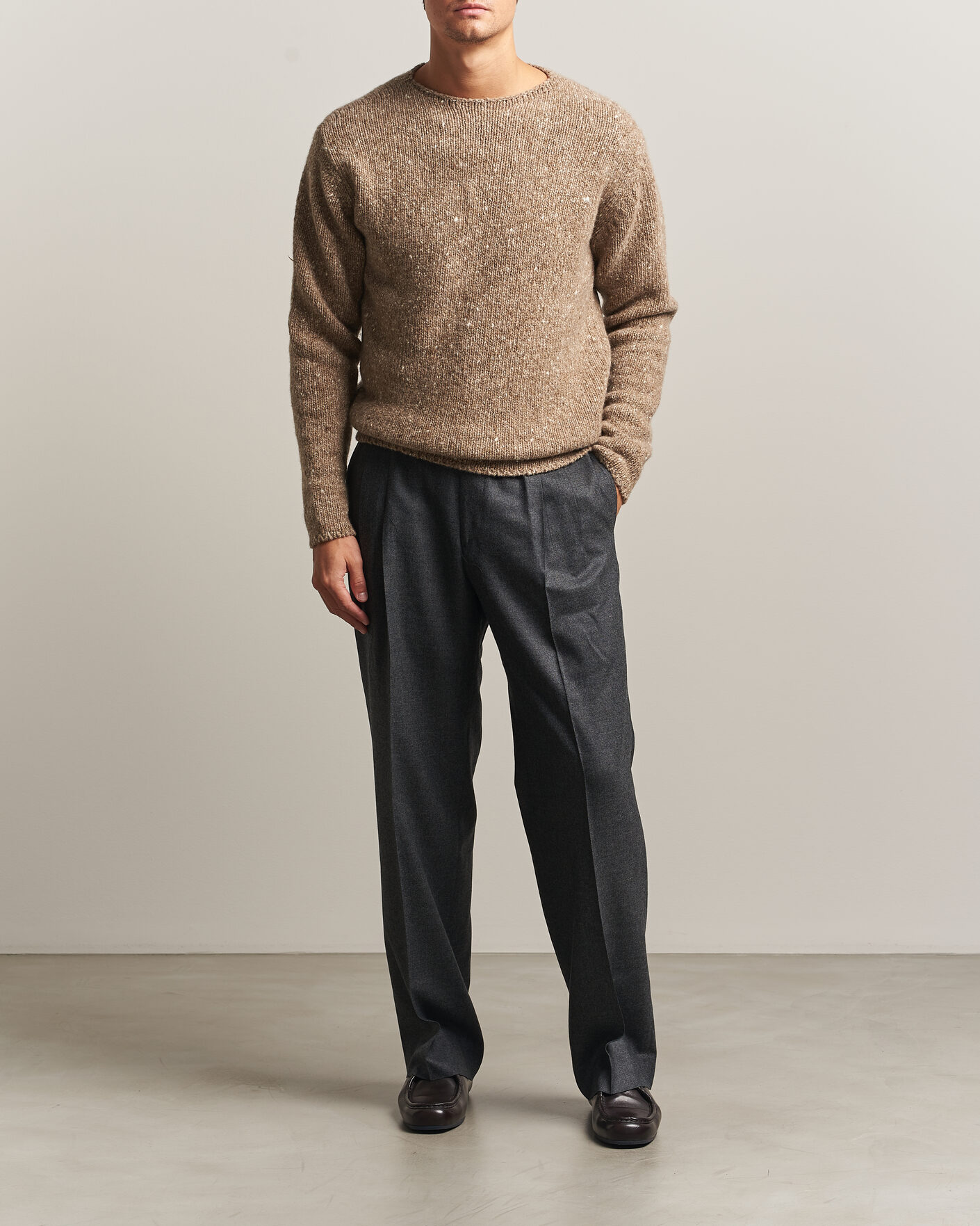 Mies | Puserot | Auralee | Homespun Tweed Knit Pullover Top Brown