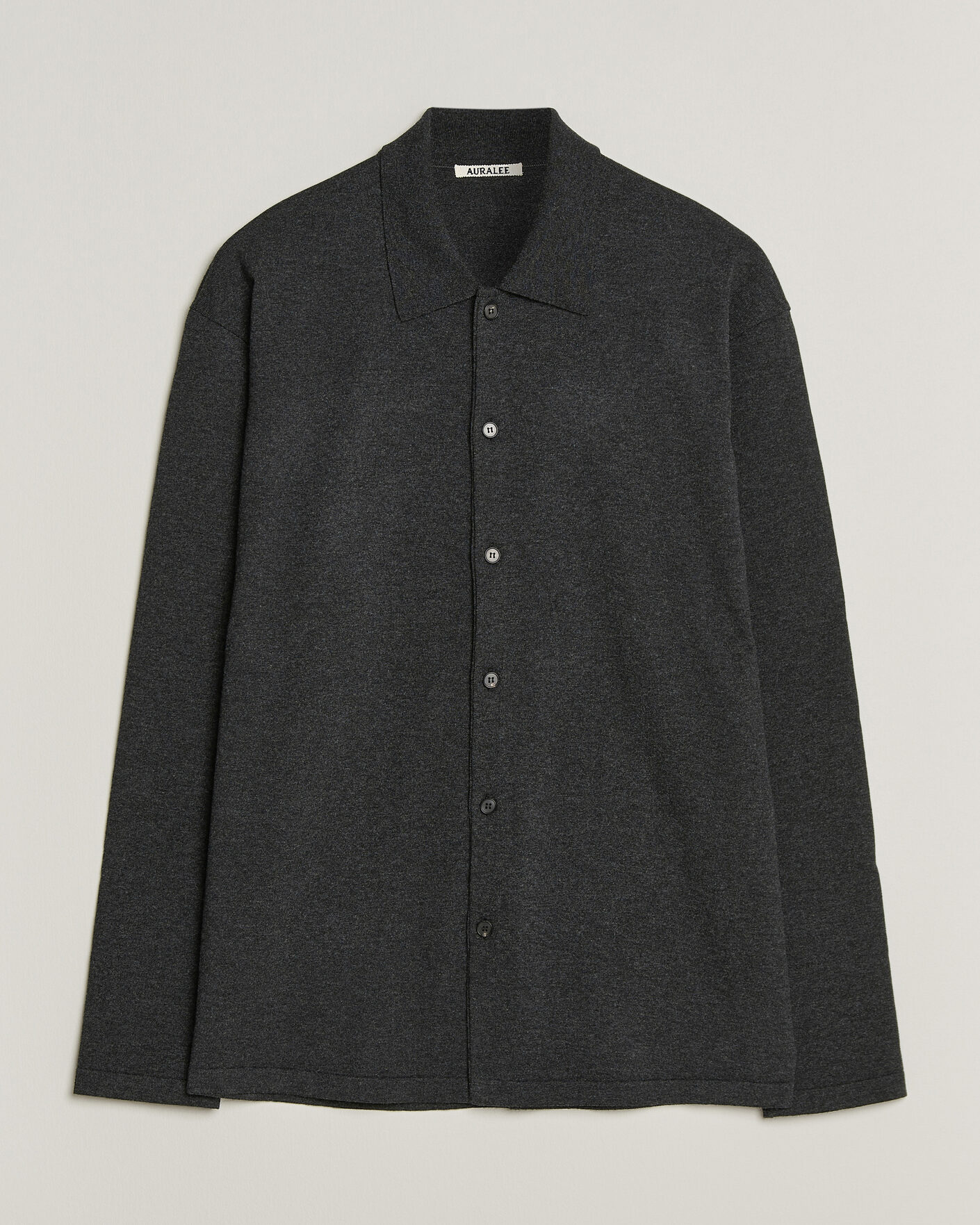 Mies | Puserot | Auralee | High Twist Wool Knit Shirt Cardigan Charcoal