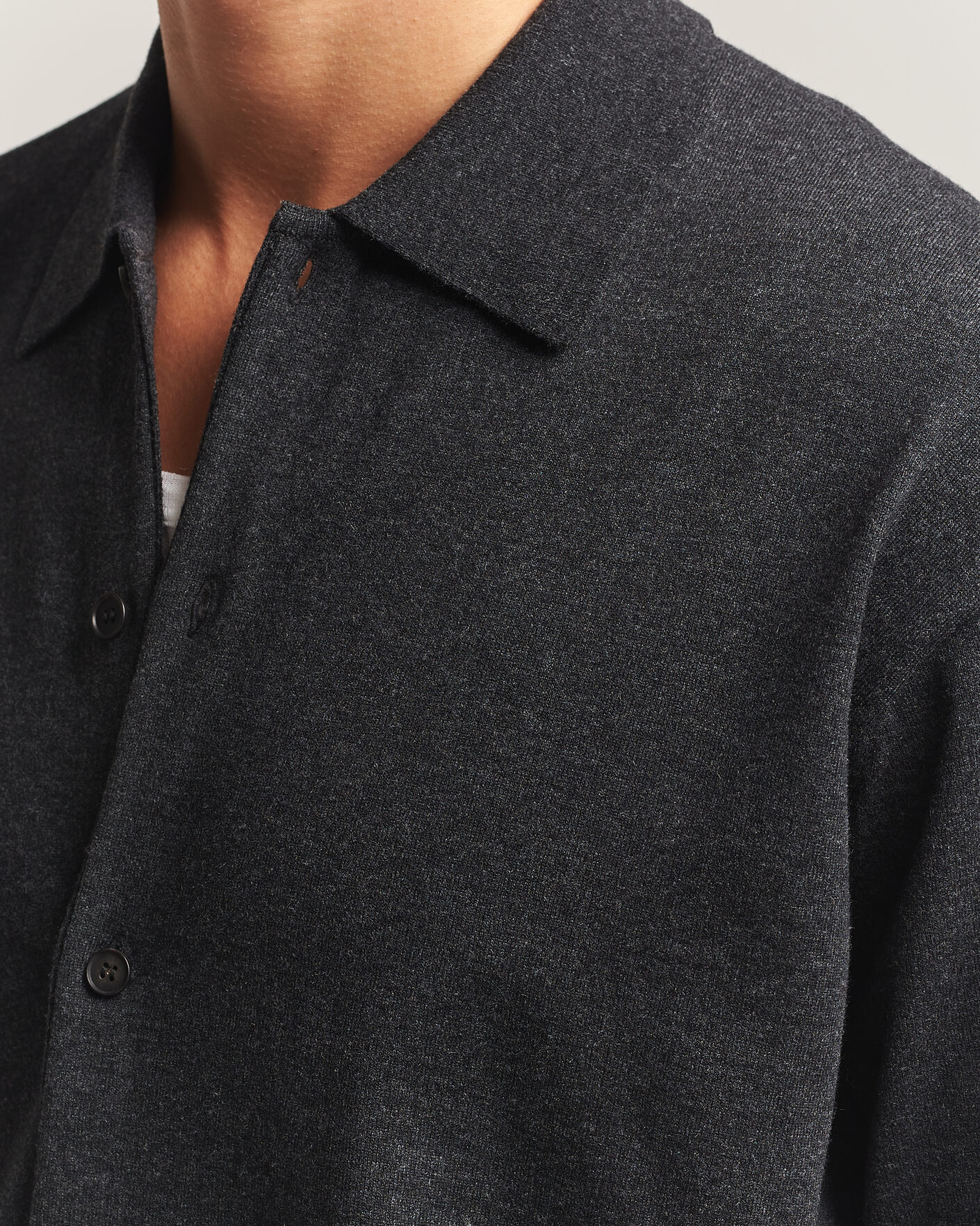 Mies | Puserot | Auralee | High Twist Wool Knit Shirt Cardigan Charcoal