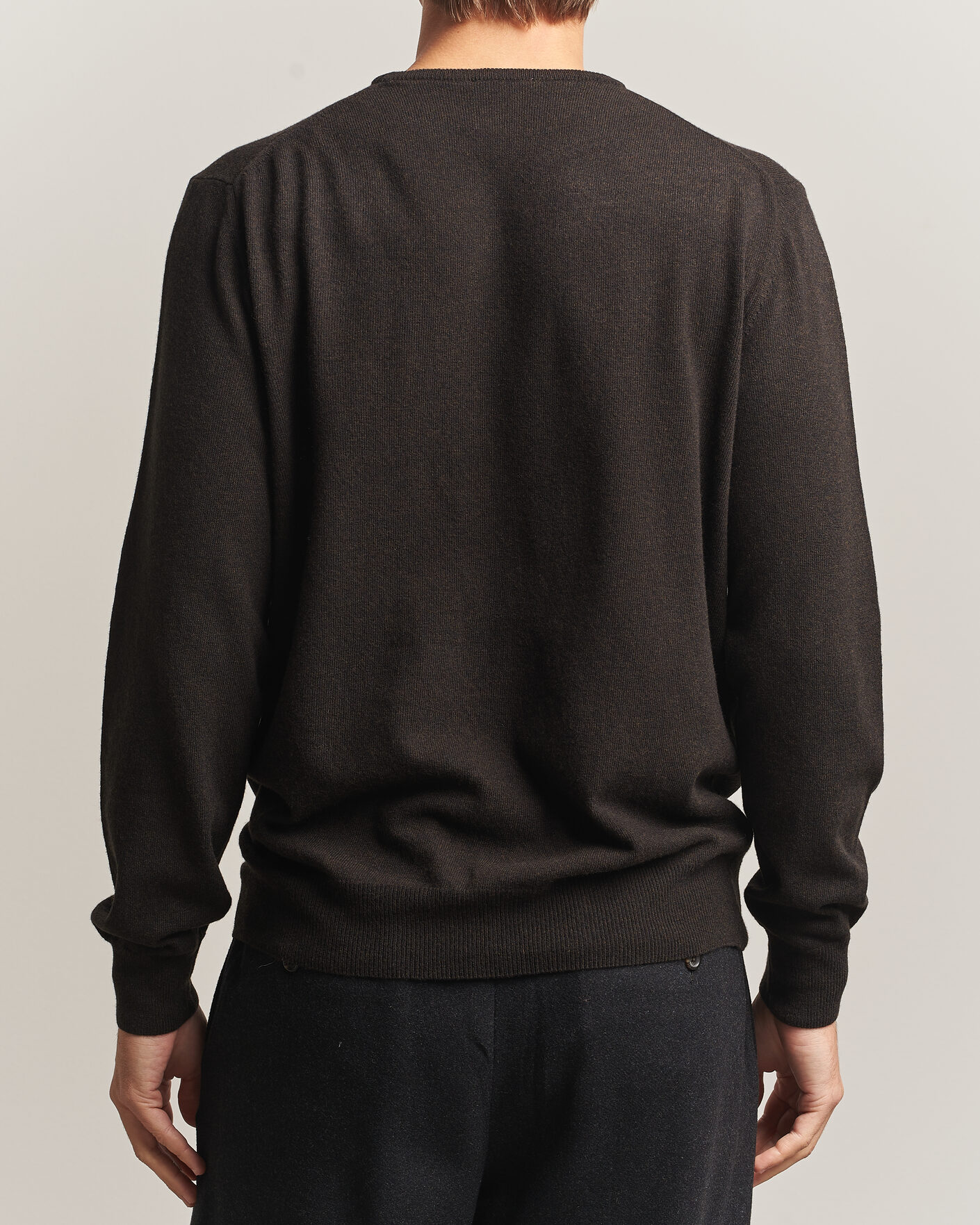 Mies | Puserot | Morgano | Wool/Cashmere Crewneck Dark Brown