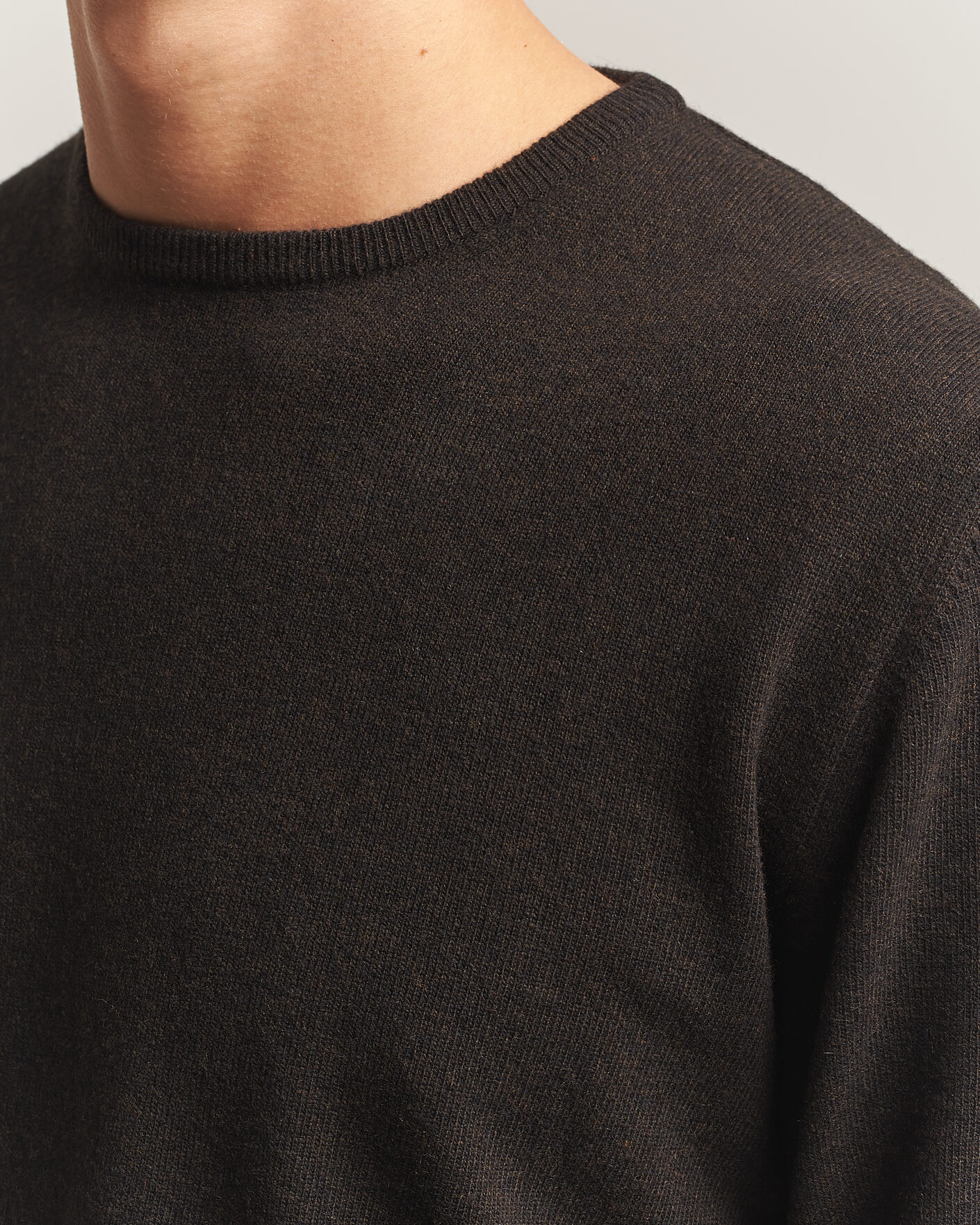 Mies | Puserot | Morgano | Wool/Cashmere Crewneck Dark Brown
